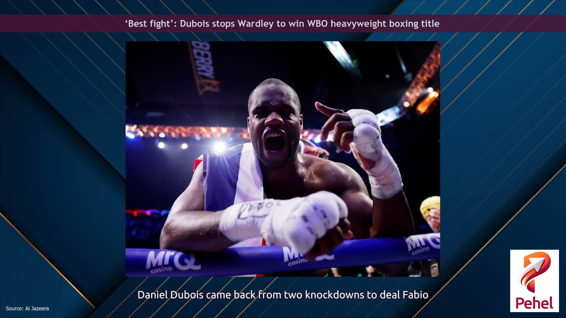 ‘Best fight’: Dubois stops Wardley to win WBO heavyweight boxing title