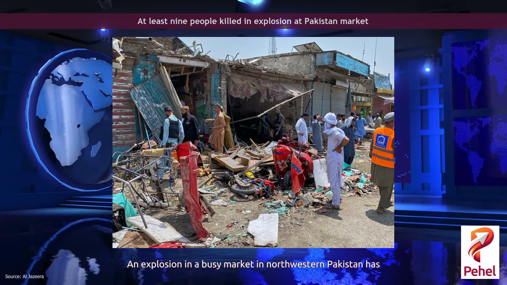 At least nine people killed in explosion at Pakistan market