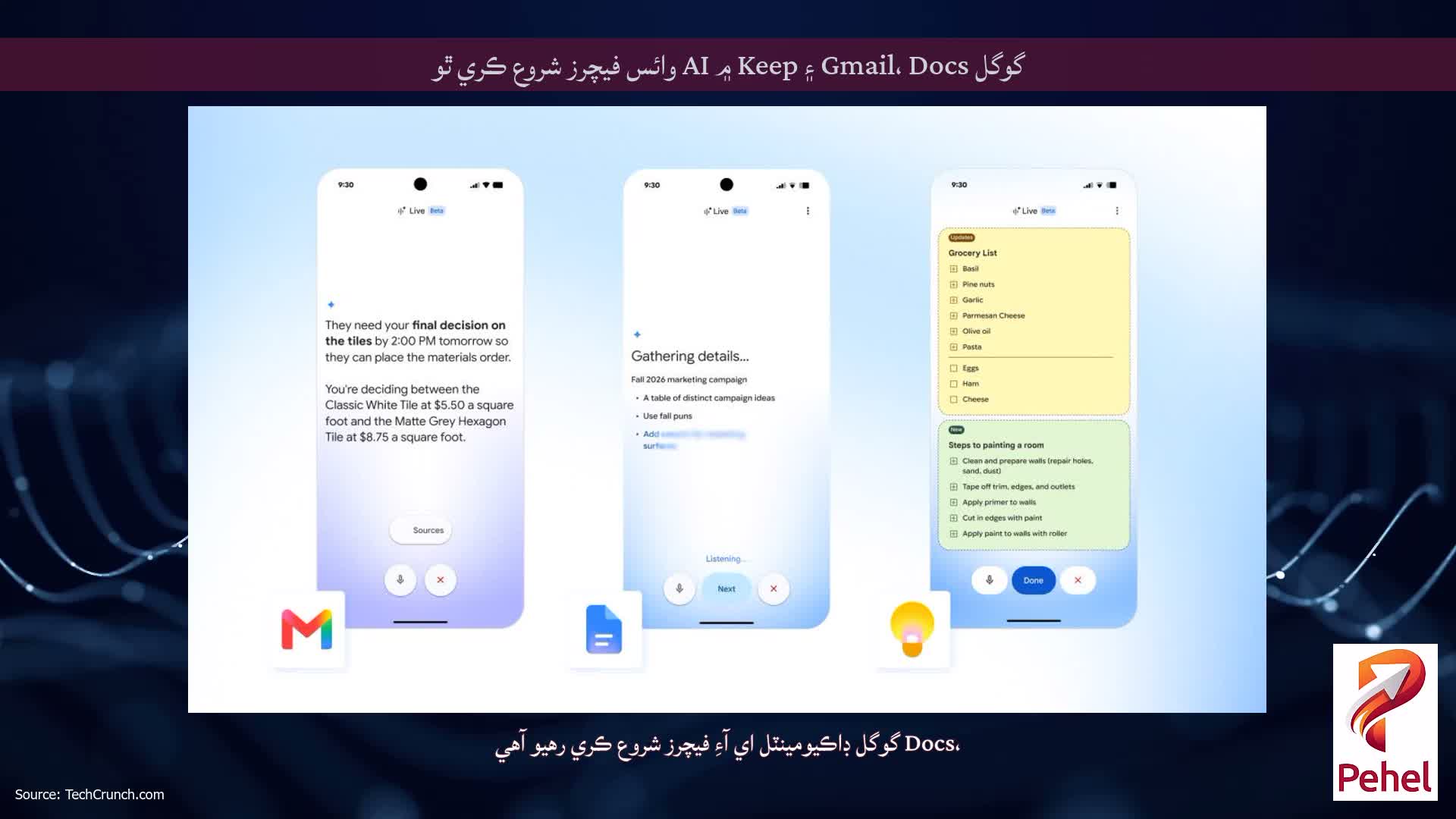 گوگل Gmail، Docs ۽ Keep ۾ AI وائس فيچرز شروع ڪري ٿو