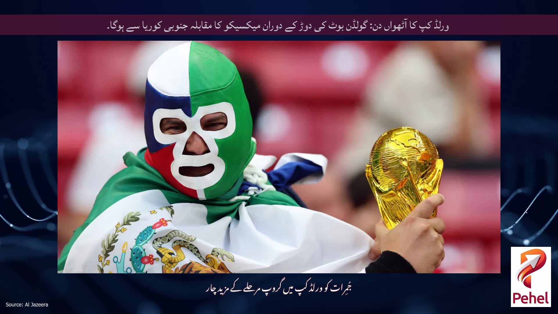 ورلڈ کپ کا آٹھواں دن: گولڈن بوٹ کی دوڑ کے دوران میکسیکو کا مقابلہ جنوبی کوریا سے ہوگا۔
