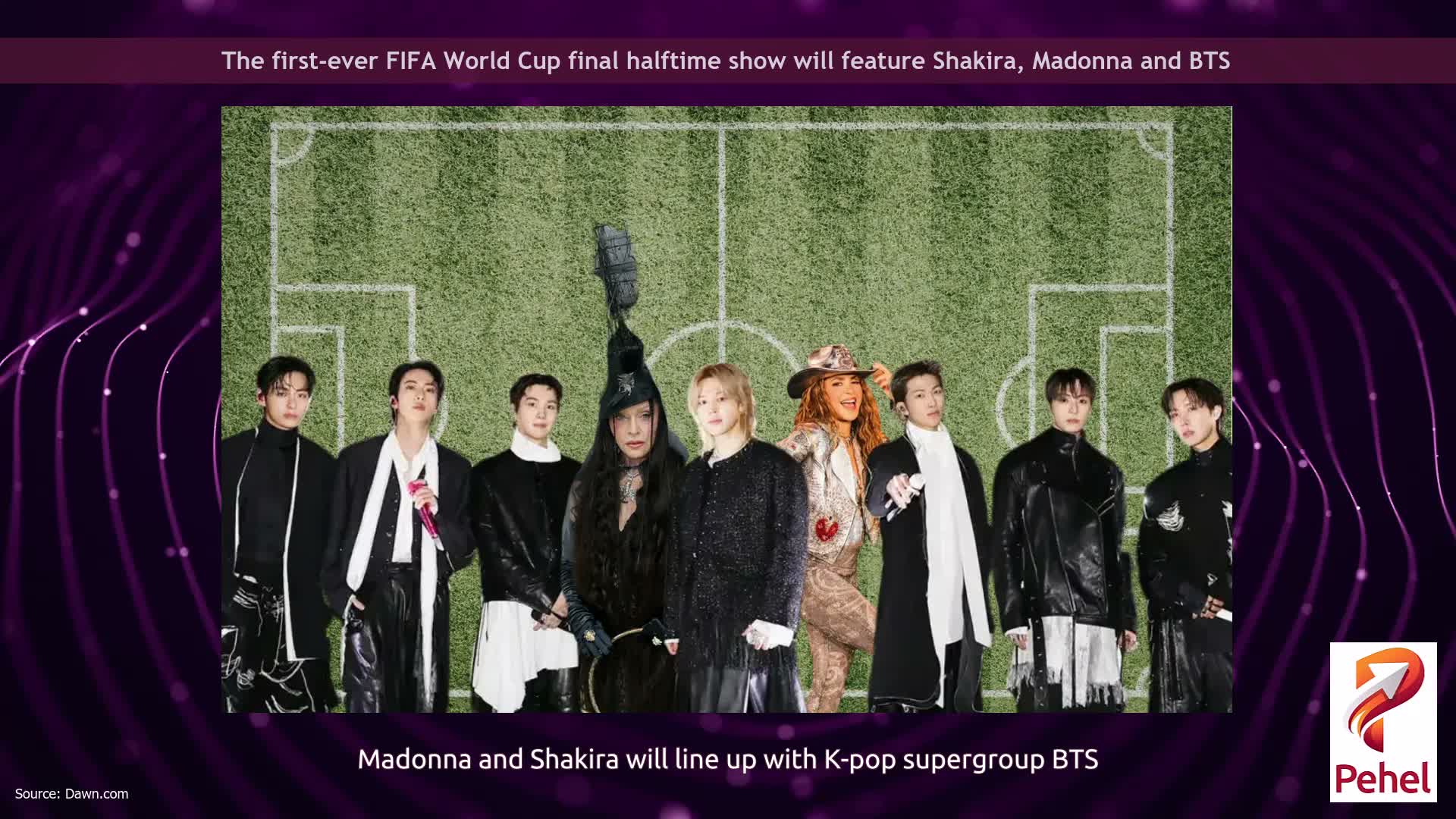 The first-ever FIFA World Cup final halftime show will feature Shakira, Madonna and BTS