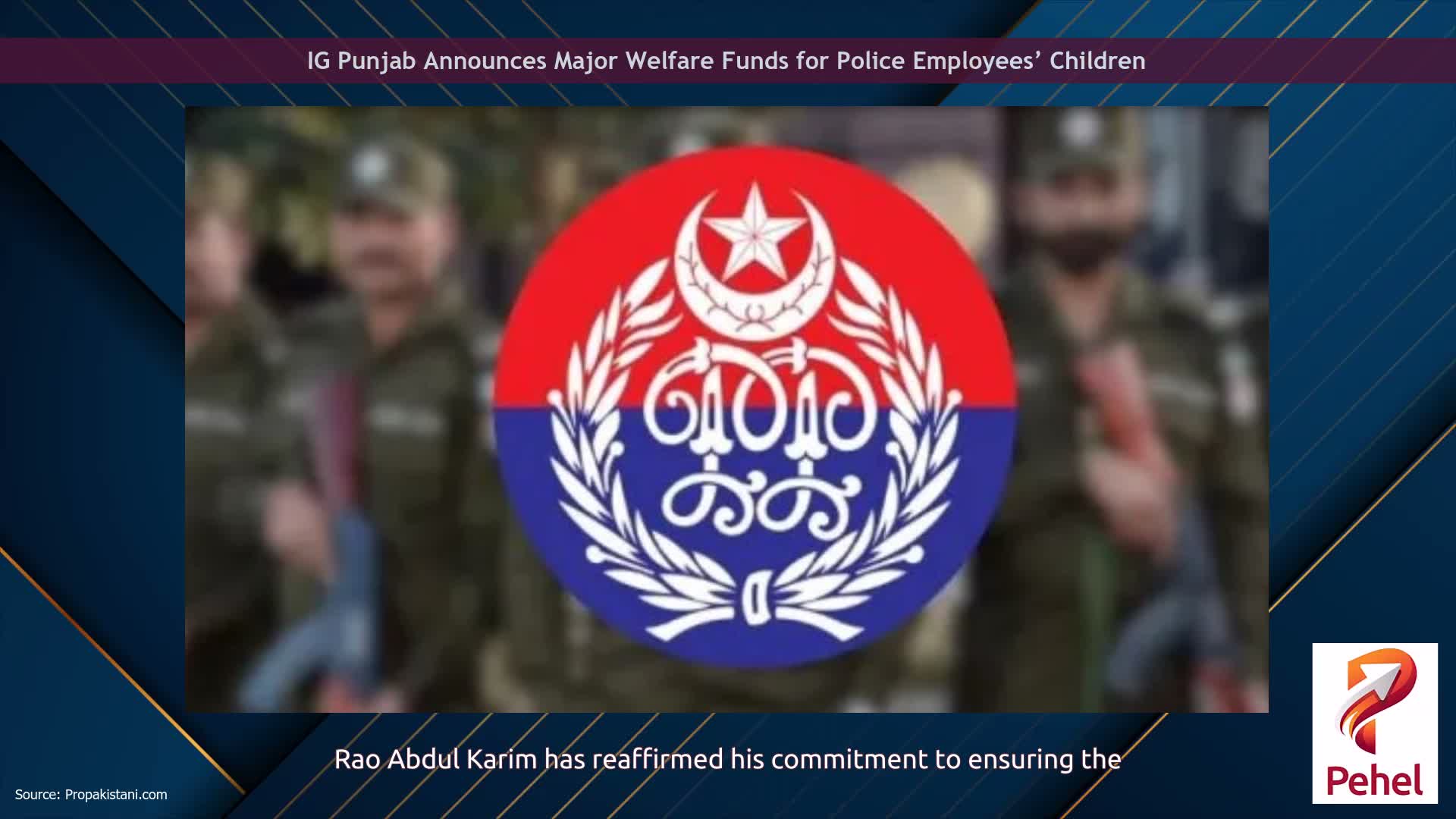 IG Punjab Announces Major Welfare Funds for Police Employees’ Children