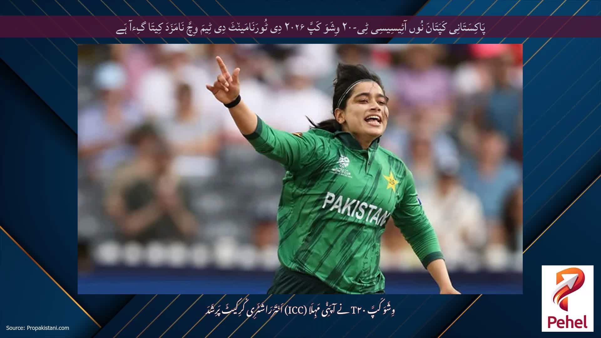 پَاکِسَتَانِی کَپَتَانَ نُوں آئِیسِیسِی ٹِی-۲۰ وِشَوَ کَپَّ ۲۰۲۶ دِی ٹُورَنَامَین٘ٹَ دِی ٹِیمَ وِچَّ نَامَزَدَ کِیتَا گِءآ ہَے