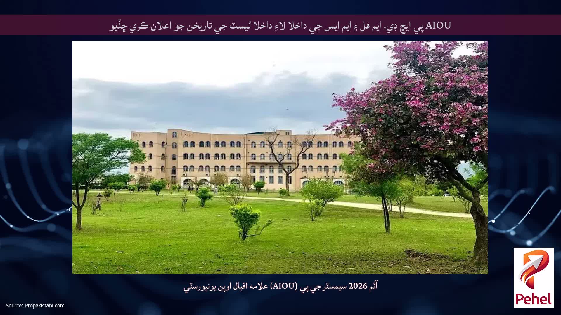 AIOU پي ايڇ ڊي، ايم فل ۽ ايم ايس جي داخلا لاءِ داخلا ٽيسٽ جي تاريخن جو اعلان ڪري ڇڏيو