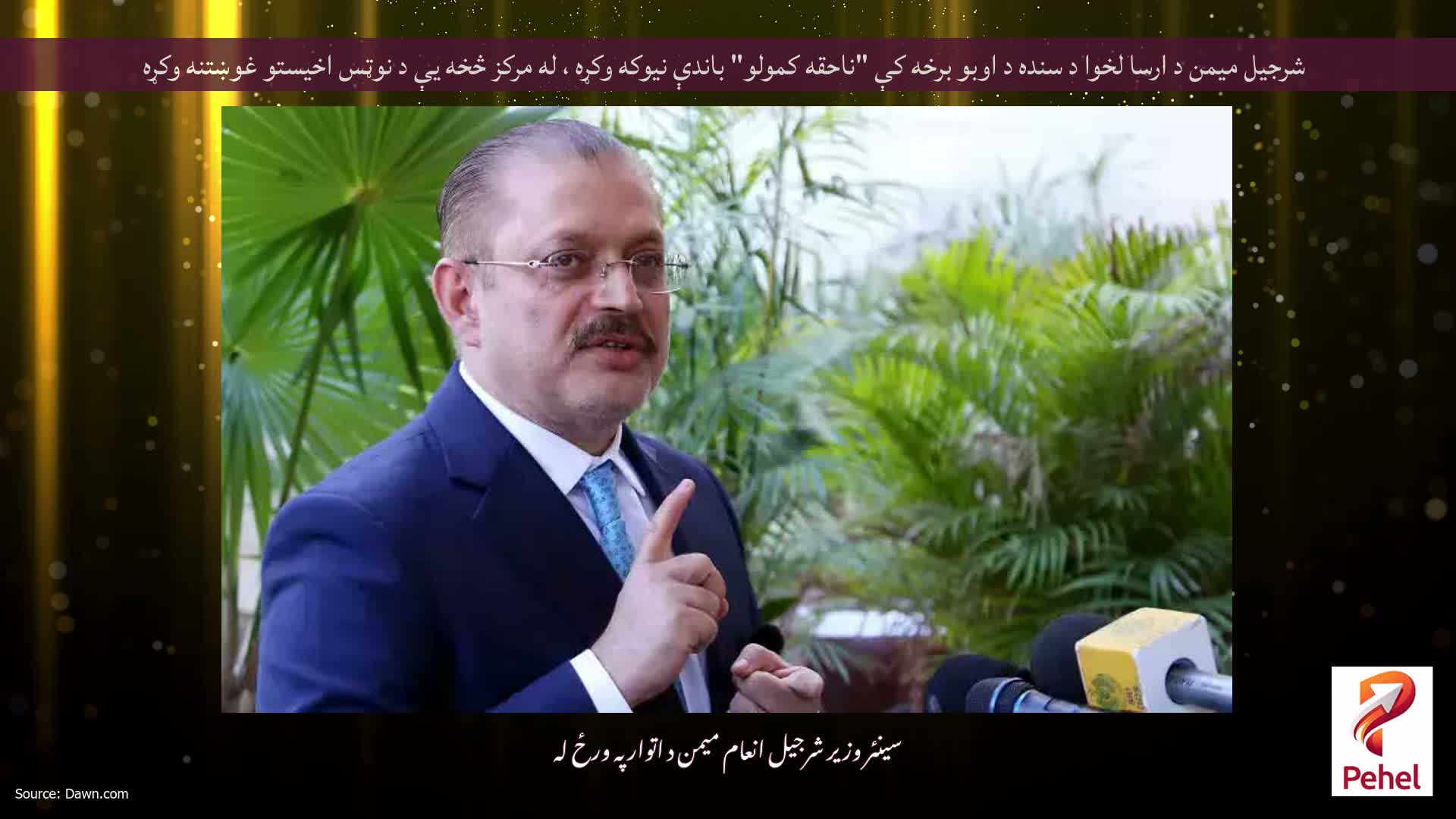 شرجیل میمن د ارسا لخوا د سنده د اوبو برخه کې "ناحقه کمولو" باندې نیوکه وکړه ، له مرکز څخه یې د نوټس اخیستو غوښتنه وکړه