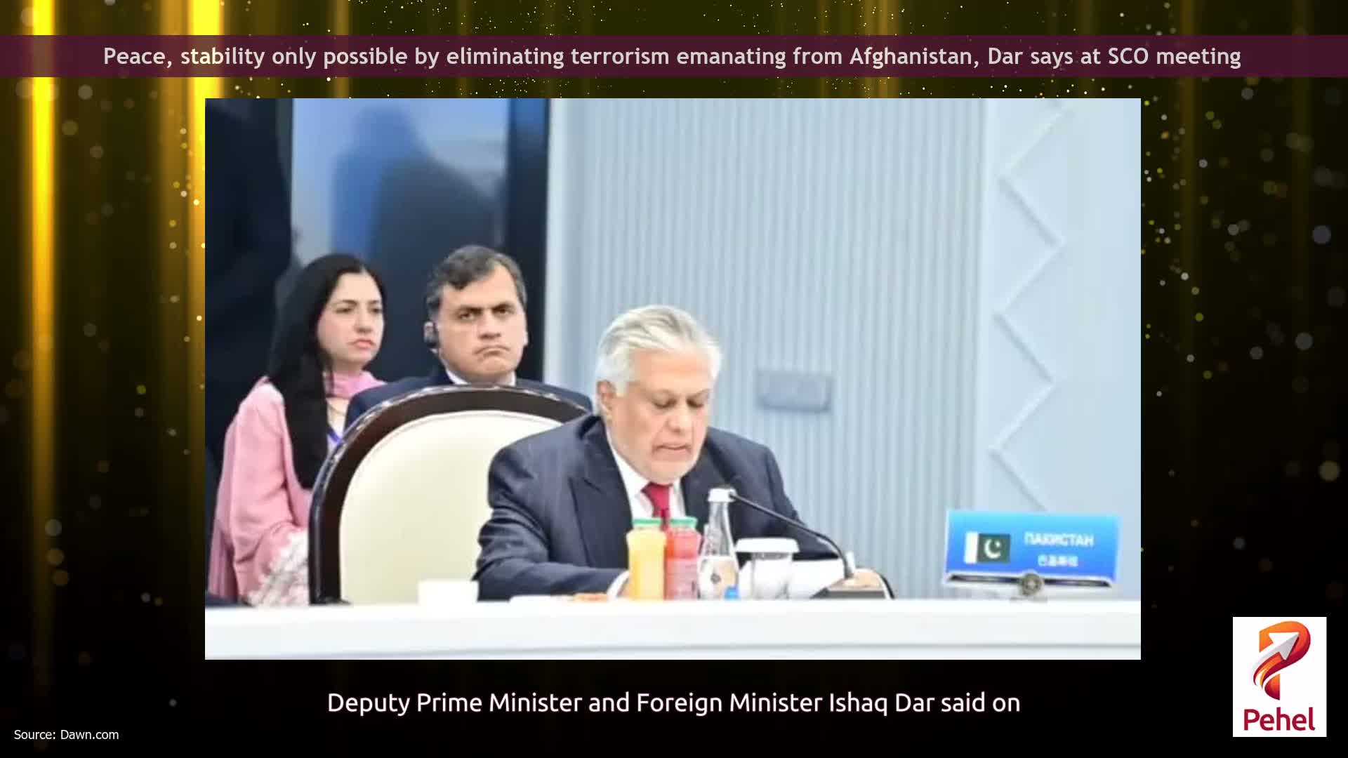 Peace, stability only possible by eliminating terrorism emanating from Afghanistan, Dar says at SCO meeting