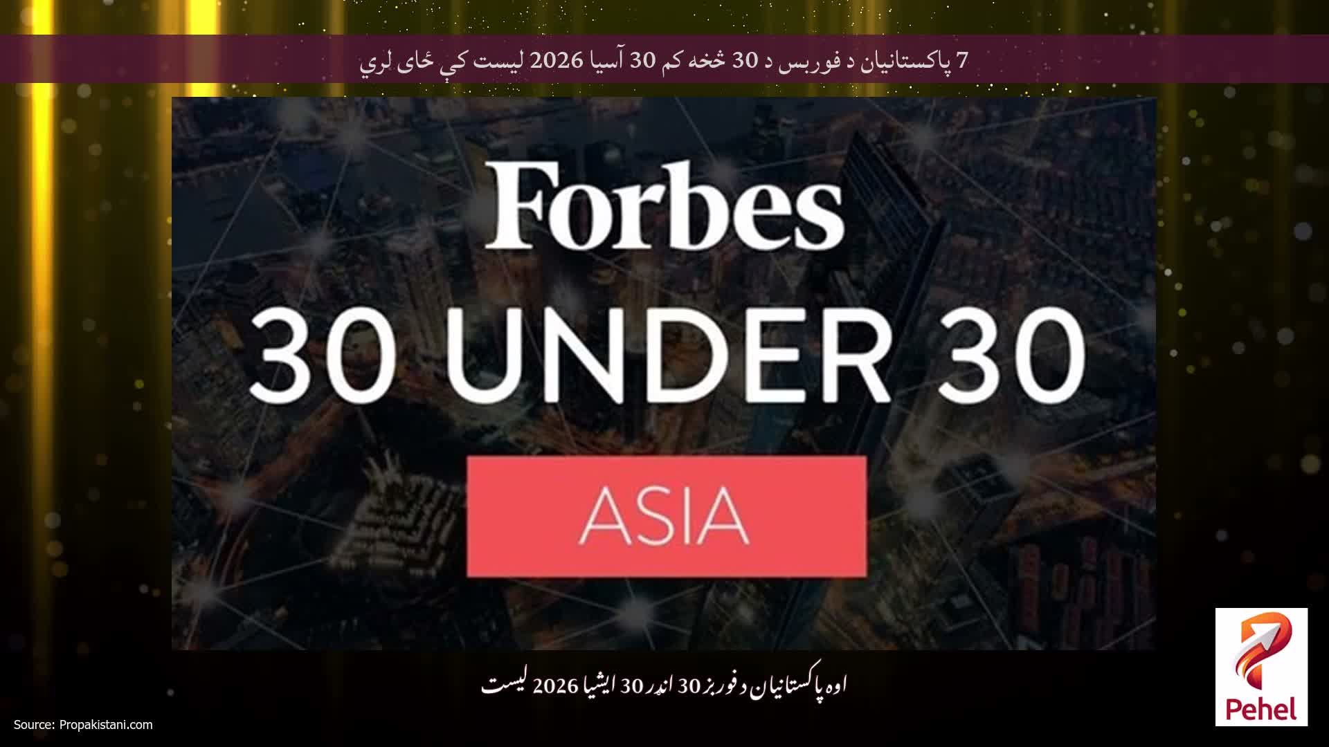 7 پاکستانیان د فوربس د 30 څخه کم 30 آسیا 2026 لیست کې ځای لري