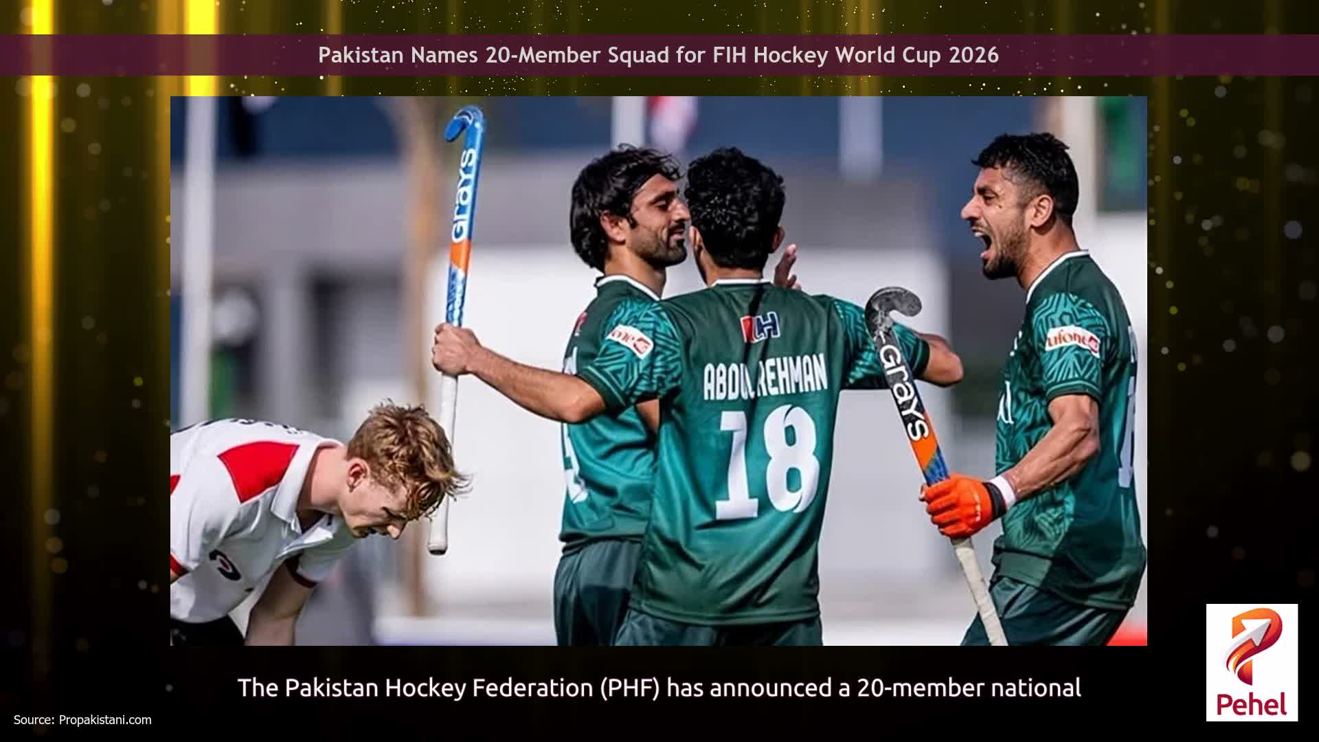 Pakistan Names 20-Member Squad for FIH Hockey World Cup 2026