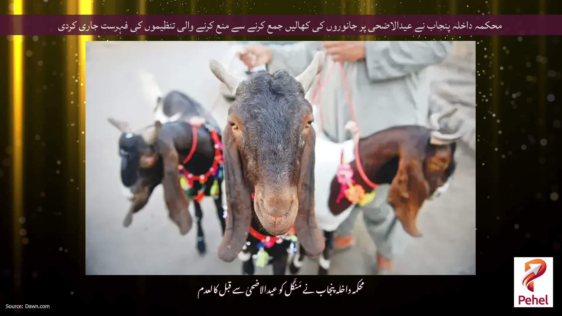 محکمہ داخلہ پنجاب نے عیدالاضحی پر جانوروں کی کھالیں جمع کرنے سے منع کرنے والی تنظیموں کی فہرست جاری کردی