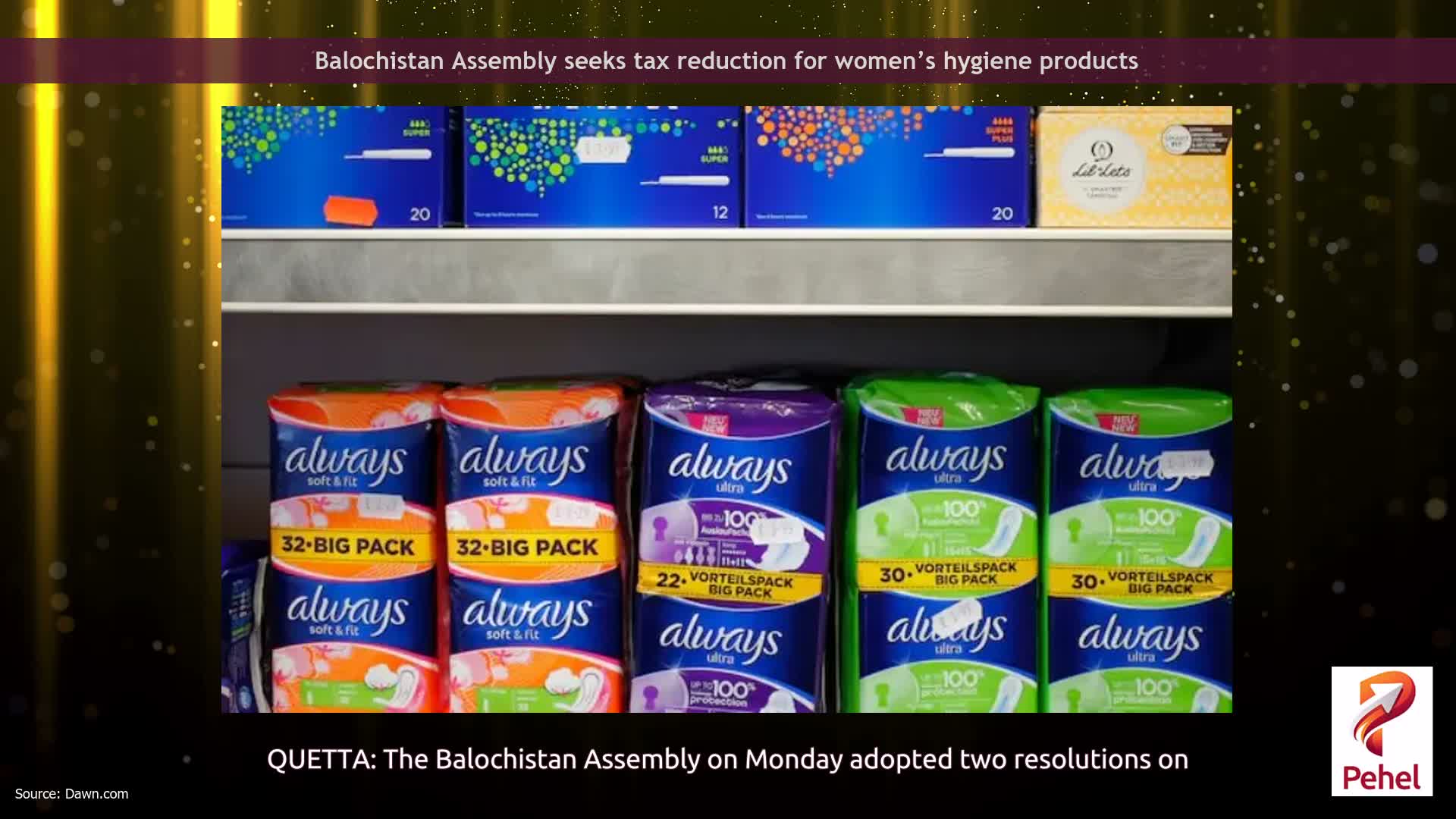Balochistan Assembly seeks tax reduction for women’s hygiene products