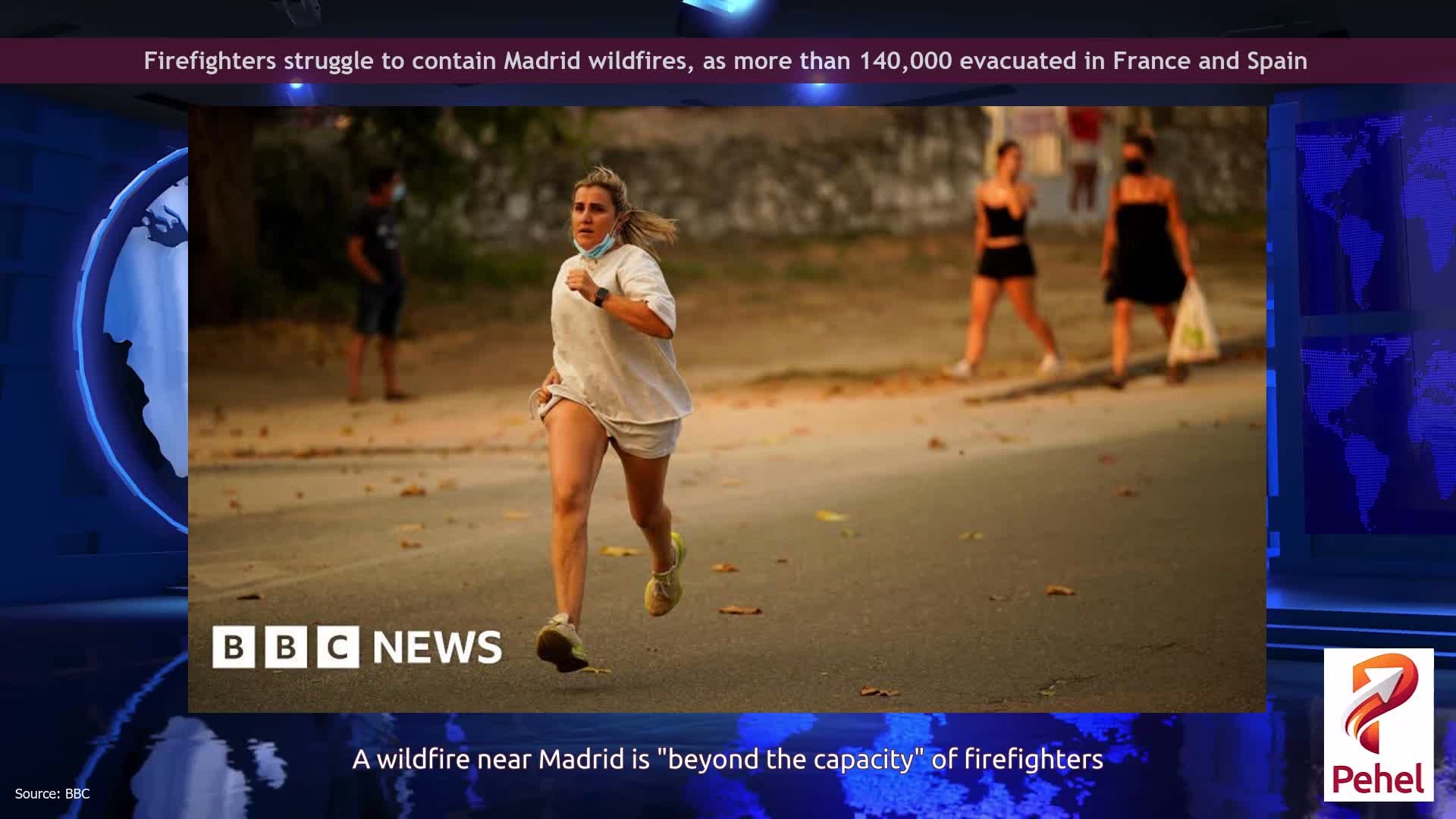 Firefighters struggle to contain Madrid wildfires, as more than 140,000 evacuated in France and Spain