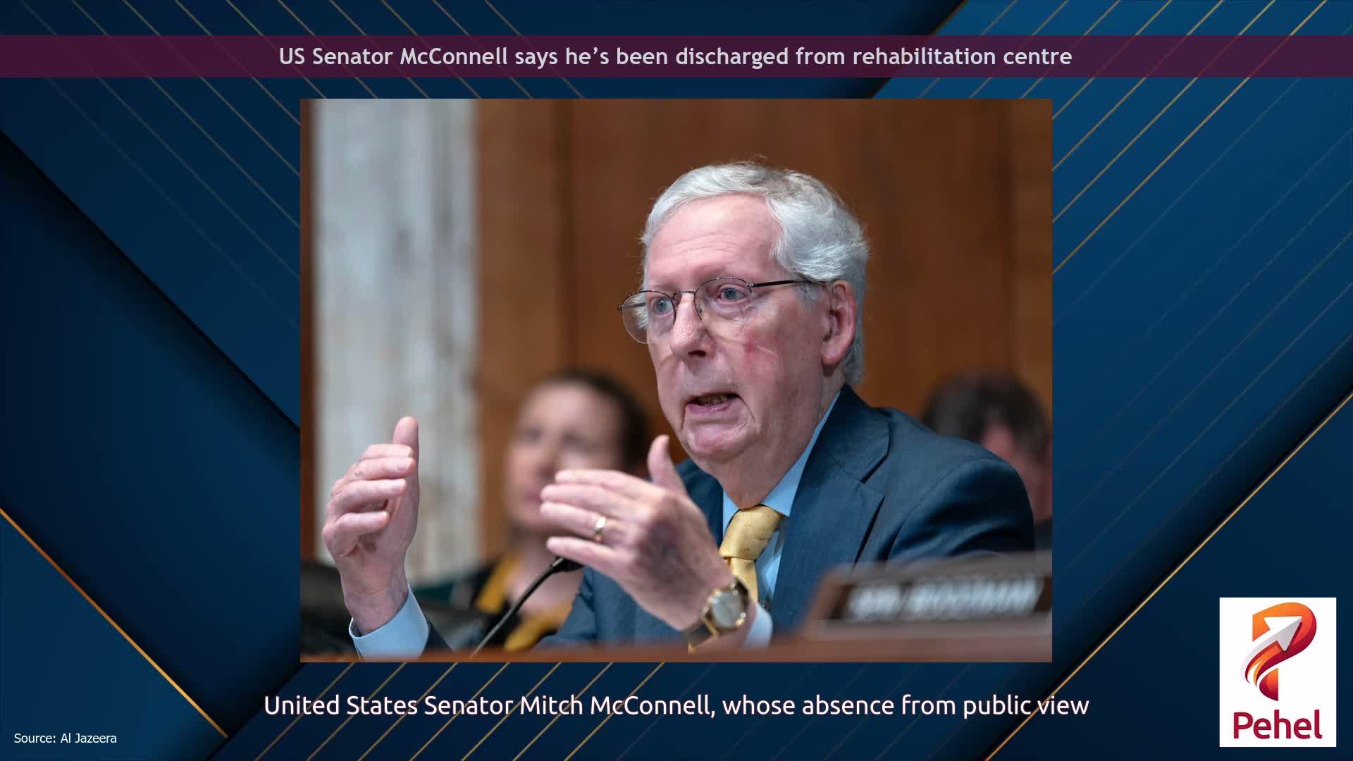 US Senator McConnell says he’s been discharged from rehabilitation centre