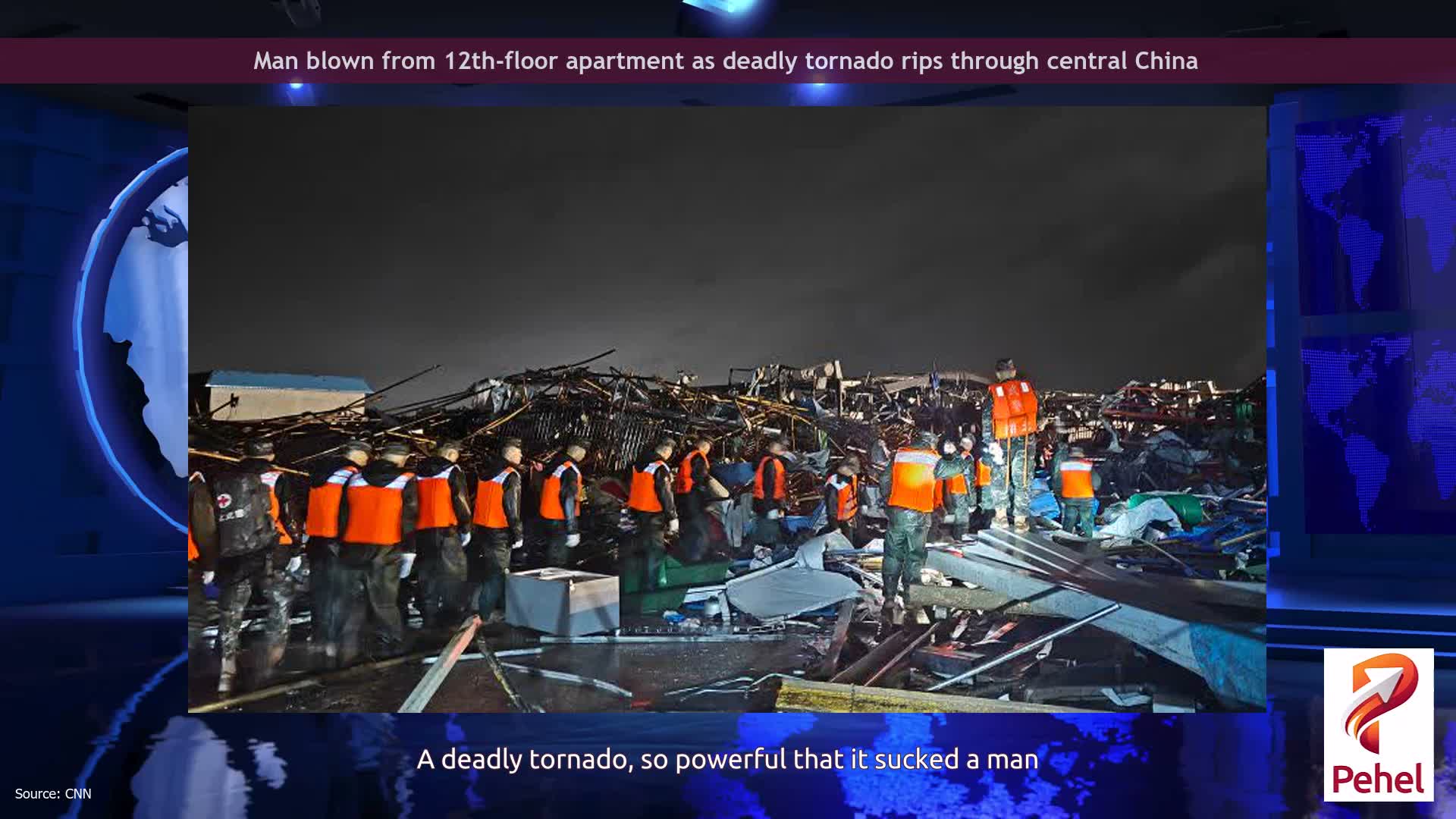 Man blown from 12th-floor apartment as deadly tornado rips through central China