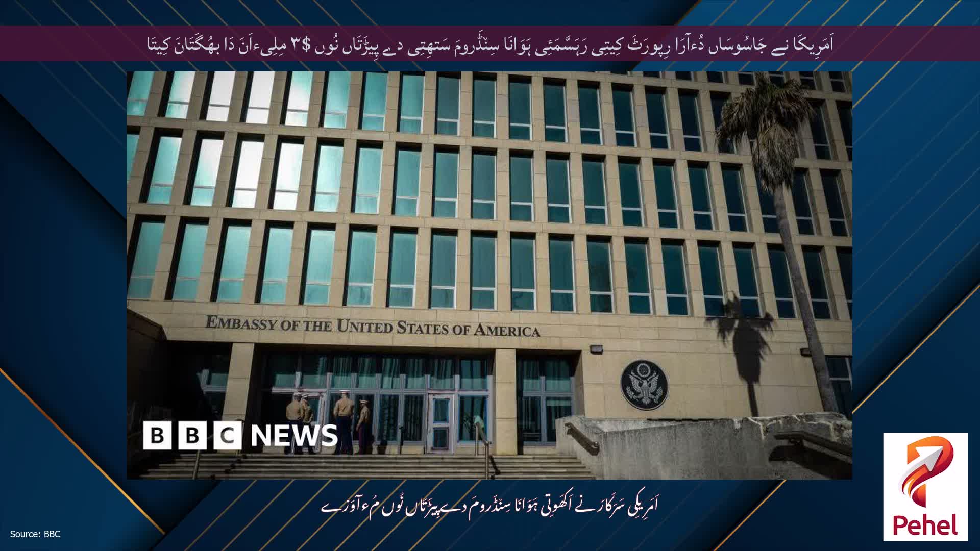 اَمَرِیکَا نے جَاسُوسَاں دُءآرَا رِپورَٹَ کِیتِی رَہَسَّمَئِی ہَوَانَا سِن٘ڈَرومَ سَتھِتِی دے پِیڑَتَاں نُوں $۳ مِلِیءاَنَ دَا بھُگَتَانَ کِیتَا