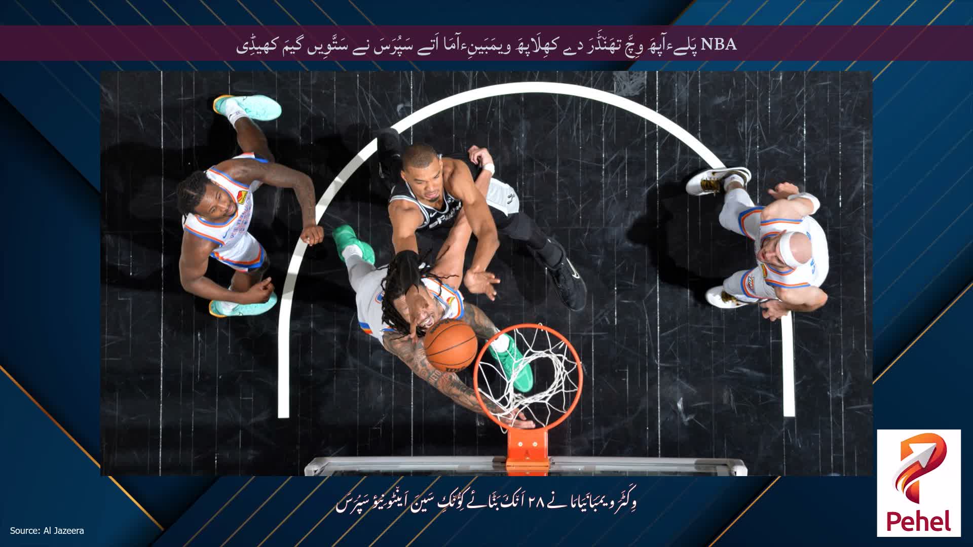 NBA پَلےءآپھَ وِچَّ تھَن٘ڈَرَ دے کھِلَاپھَ ویمَبَینِءآمَا اَتے سَپُرَسَ نے سَتَّوِیں گیمَ کھیڈِی