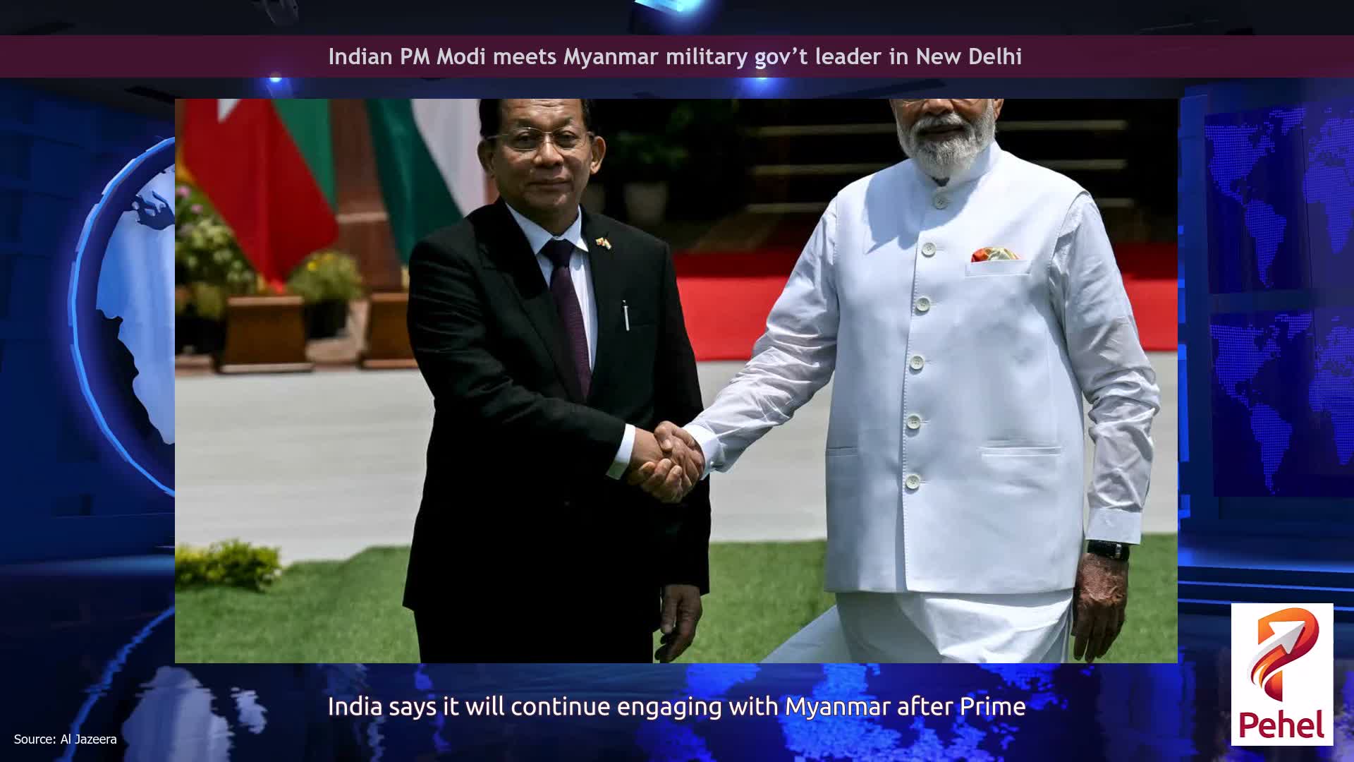 Indian PM Modi meets Myanmar military gov’t leader in New Delhi