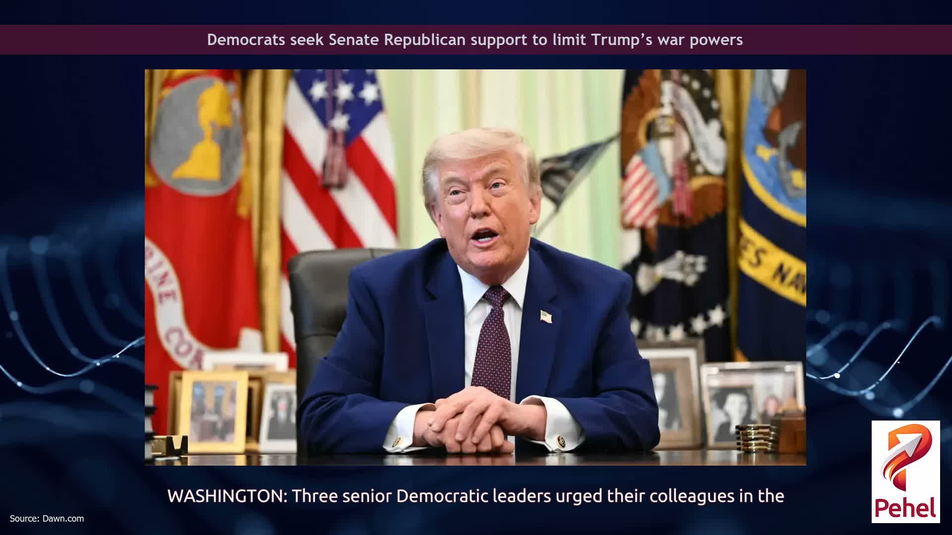 Democrats seek Senate Republican support to limit Trump’s war powers
