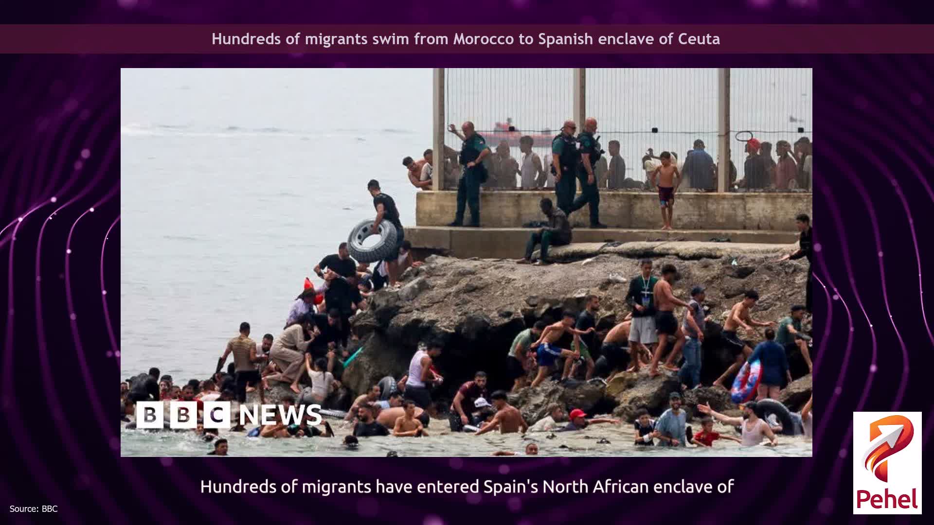 Hundreds of migrants swim from Morocco to Spanish enclave of Ceuta