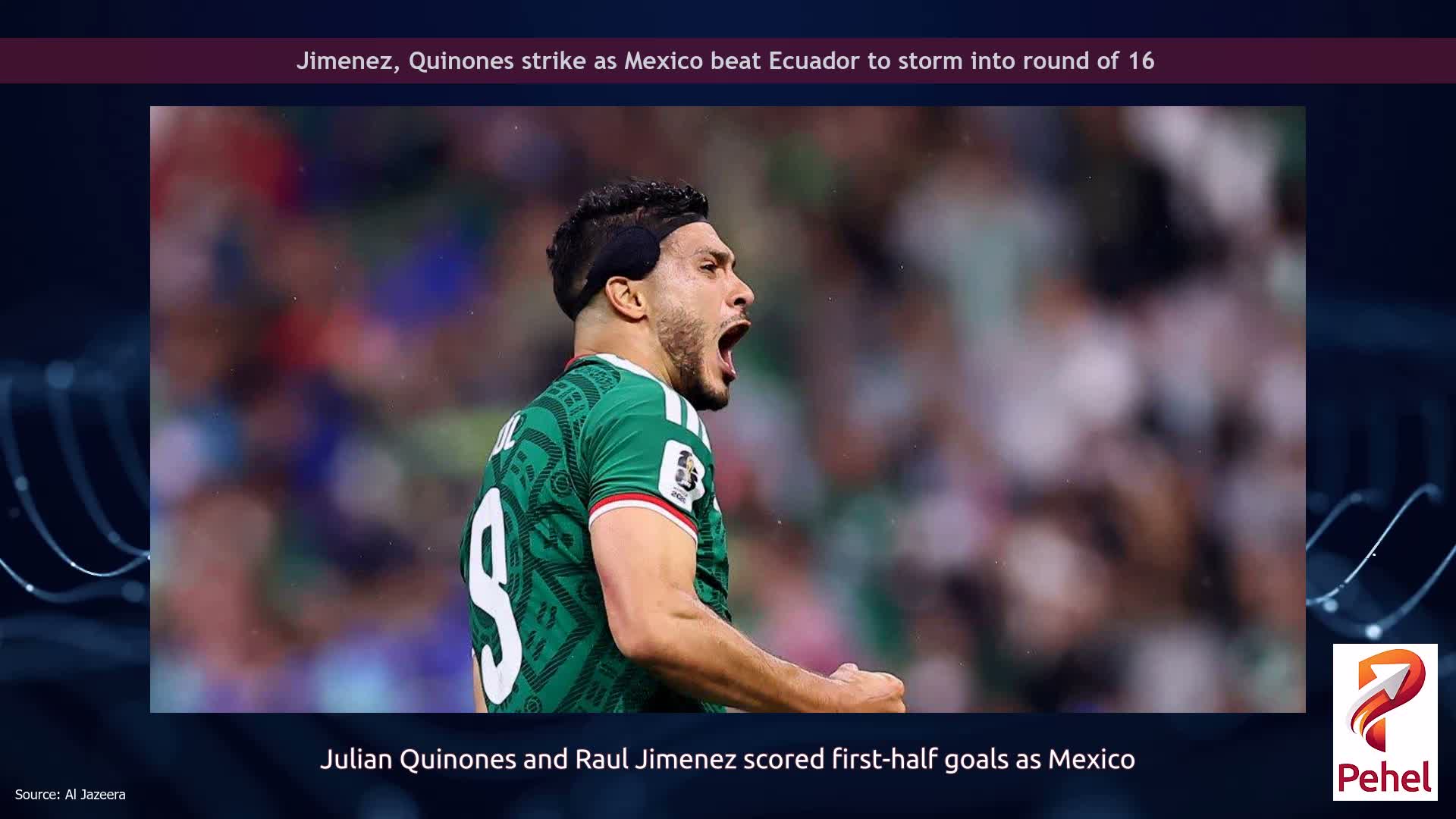 Jimenez, Quinones strike as Mexico beat Ecuador to storm into round of 16