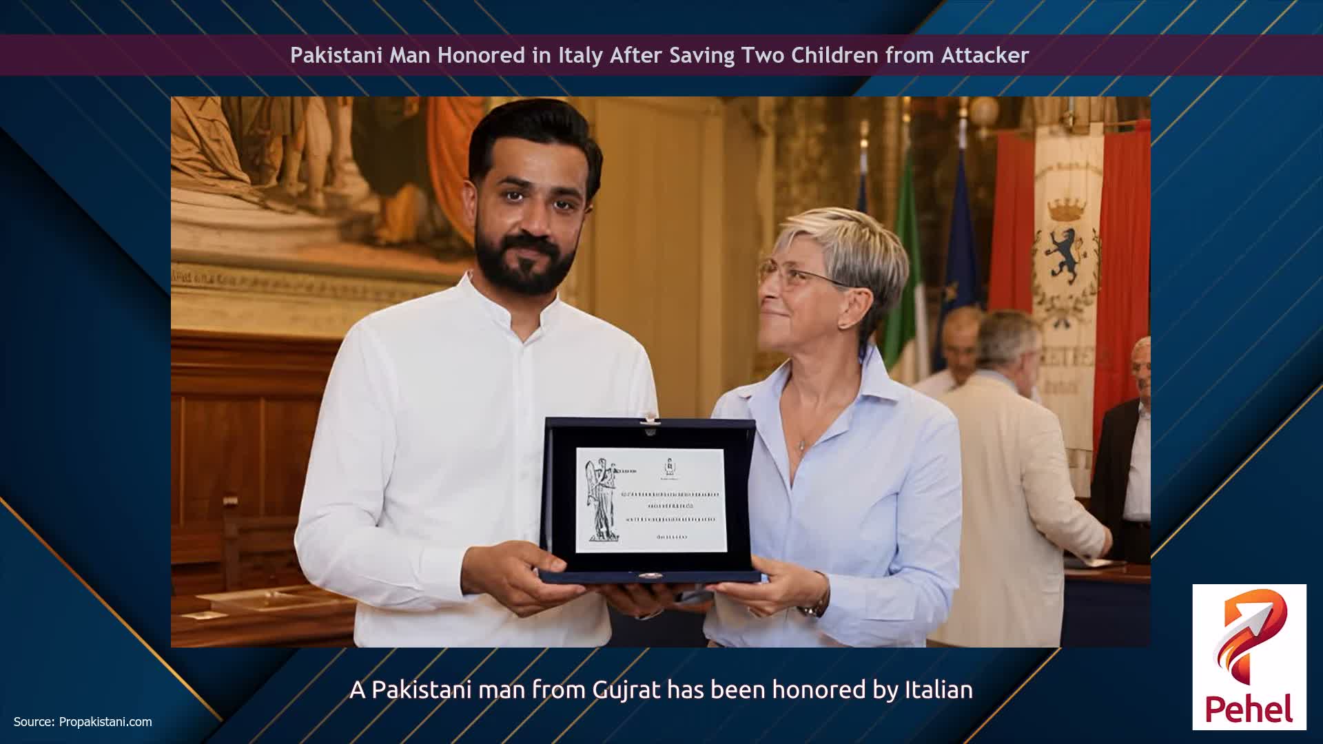 Pakistani Man Honored in Italy After Saving Two Children from Attacker