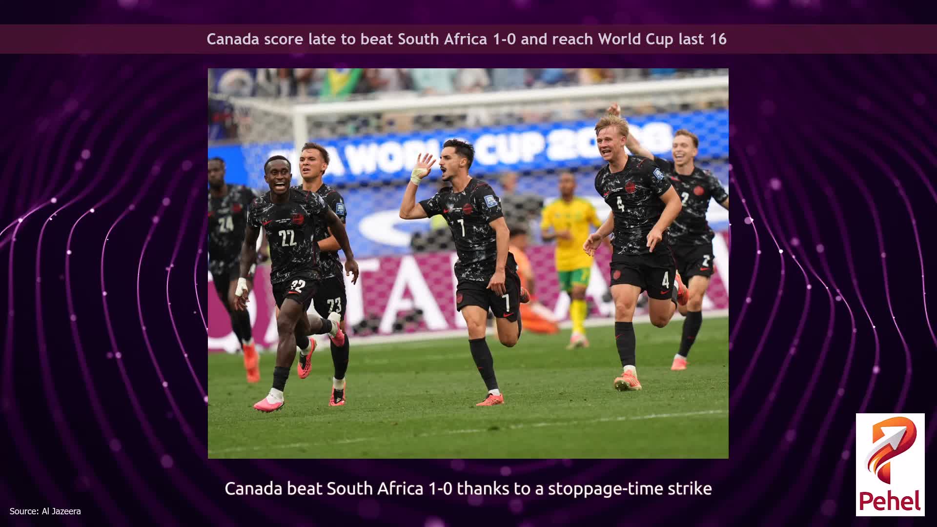 Canada score late to beat South Africa 1-0 and reach World Cup last 16