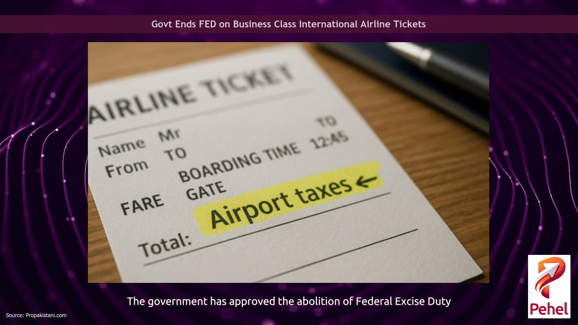 Govt Ends FED on Business Class International Airline Tickets