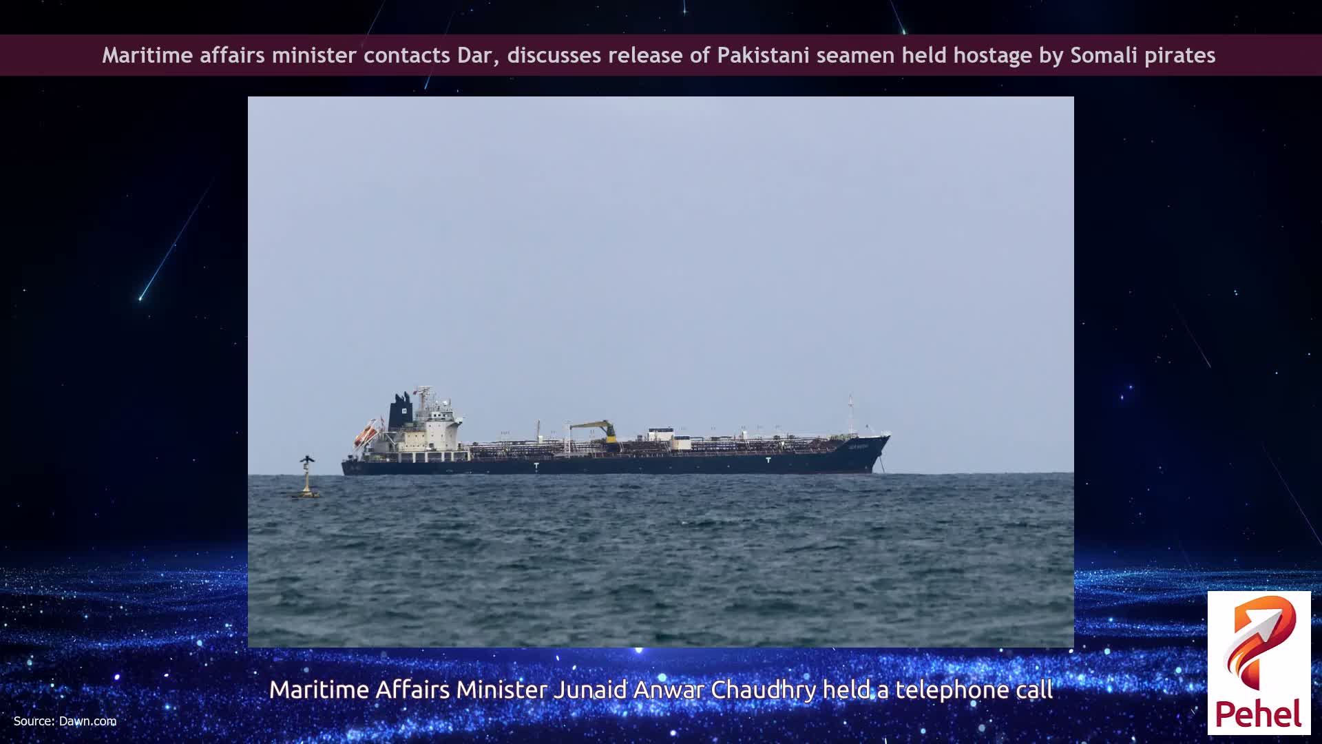 Maritime affairs minister contacts Dar, discusses release of Pakistani seamen held hostage by Somali pirates