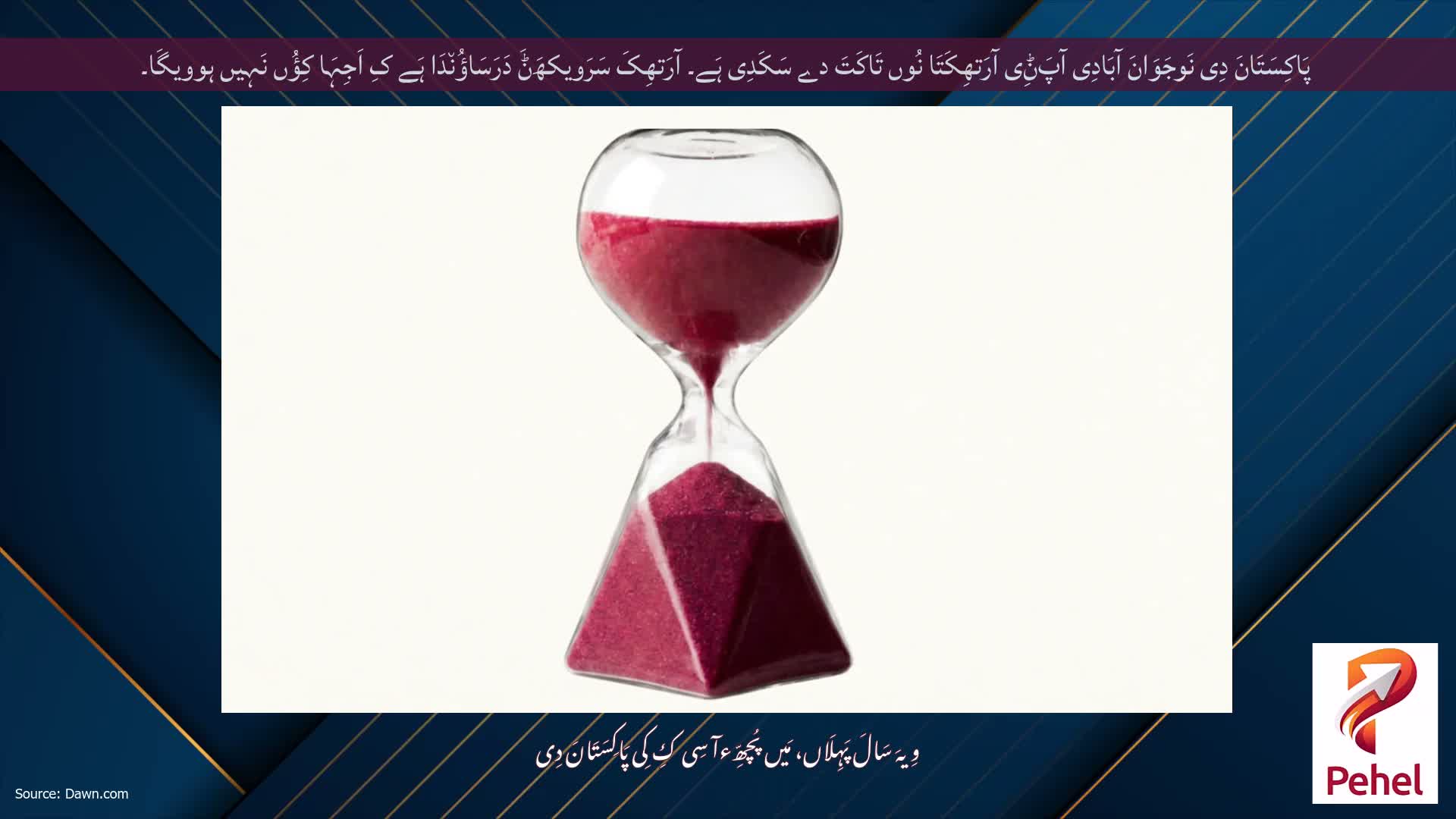 پَاکِسَتَانَ دِی نَوجَوَانَ آبَادِی آپَݨِی آرَتھِکَتَا نُوں تَاکَتَ دے سَکَدِی ہَے۔ آرَتھِکَ سَرَویکھَݨَ دَرَسَاؤُن٘دَا ہَے کِ اَجِہَا کِؤُں نَہِیں ہوویگَا۔
