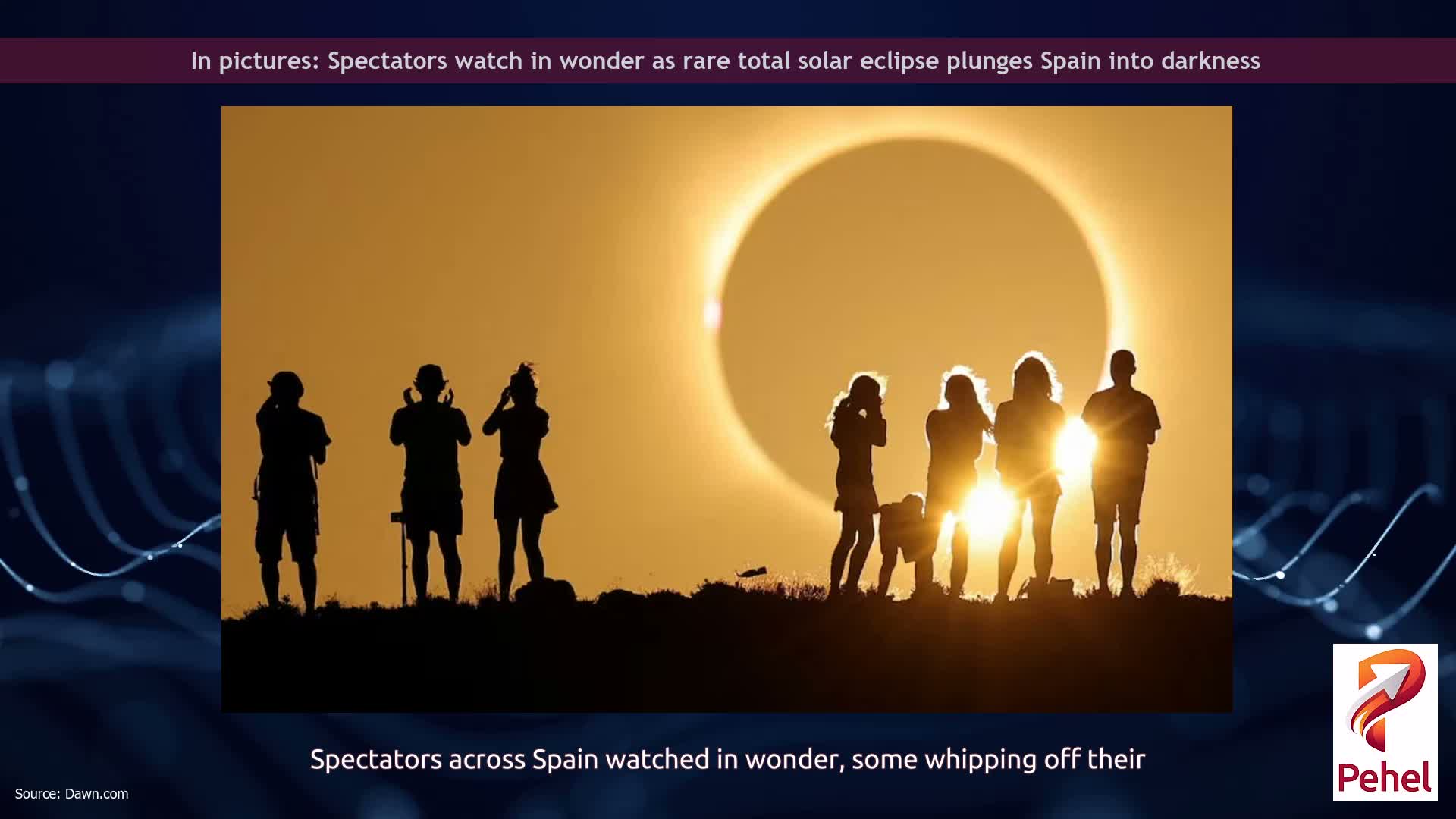 In pictures: Spectators watch in wonder as rare total solar eclipse plunges Spain into darkness