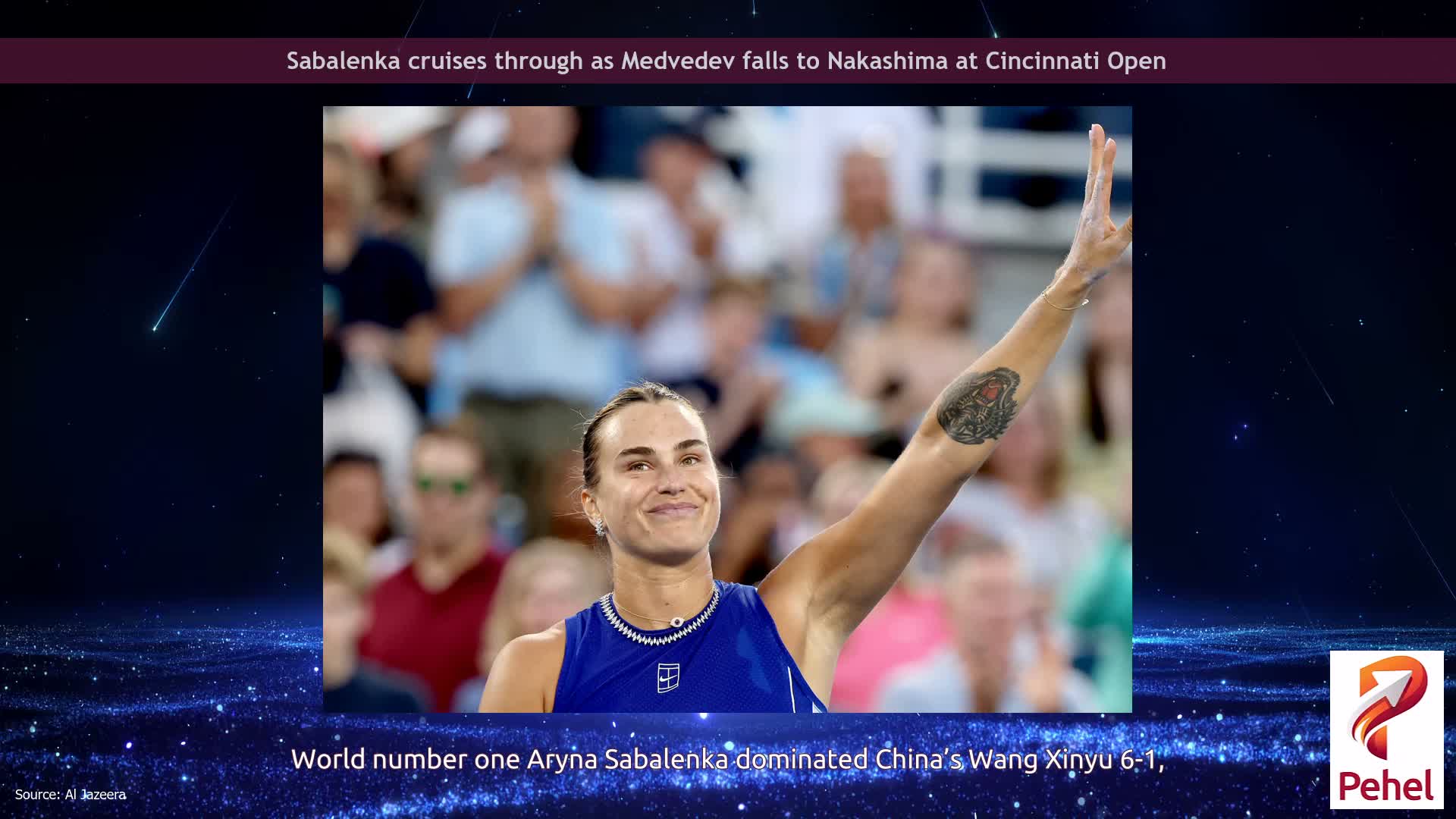 Sabalenka cruises through as Medvedev falls to Nakashima at Cincinnati Open