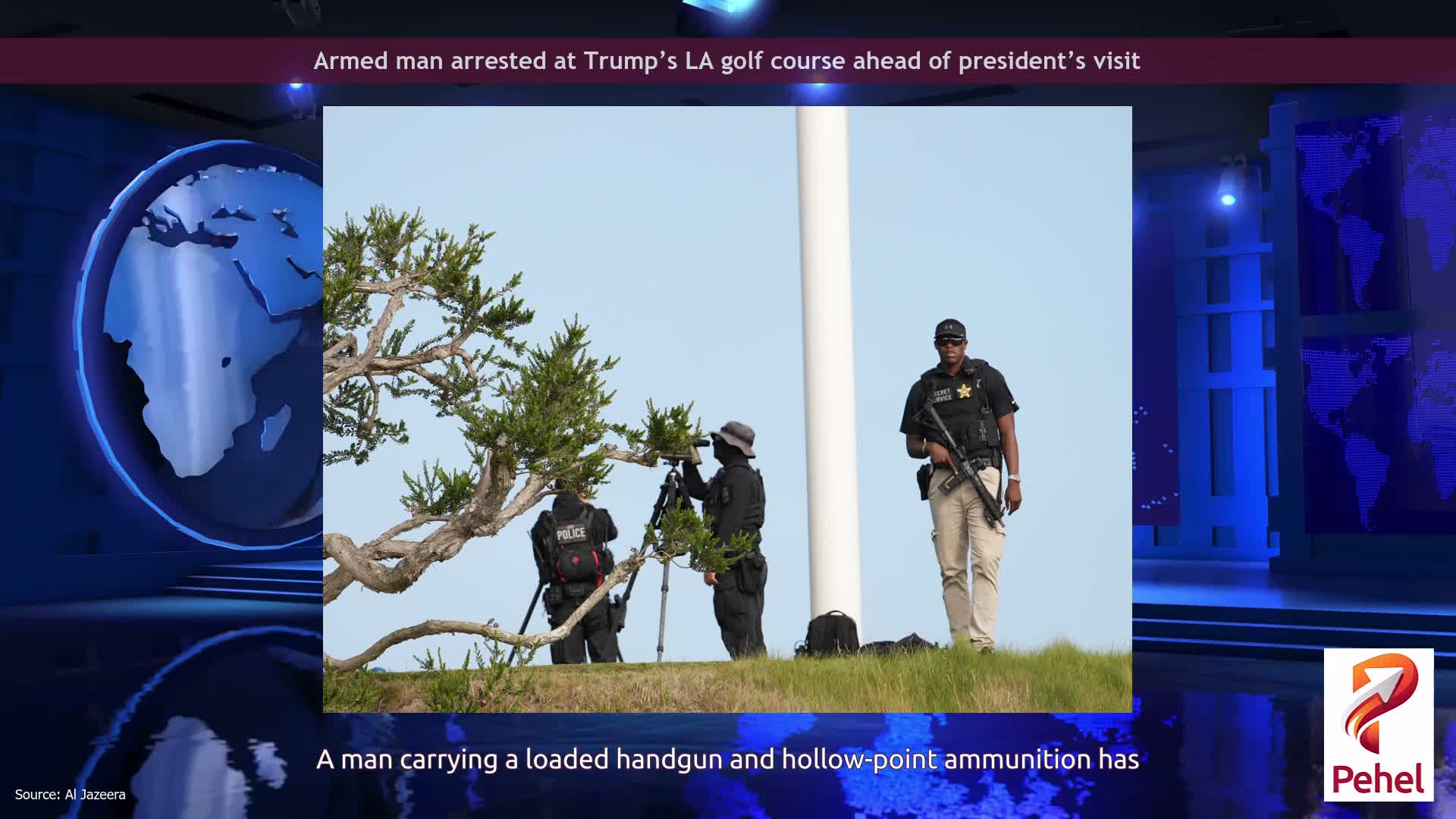 Armed man arrested at Trump’s LA golf course ahead of president’s visit