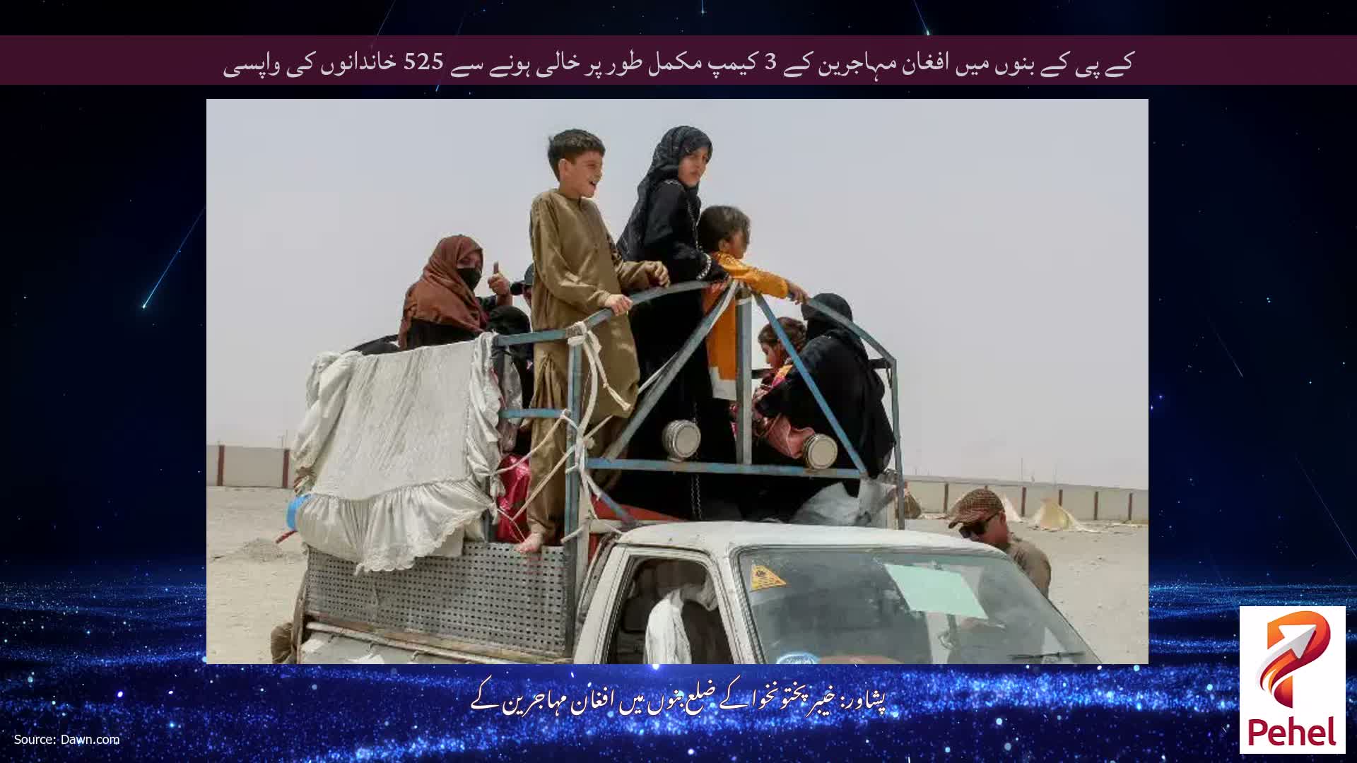 کے پی کے بنوں میں افغان مہاجرین کے 3 کیمپ مکمل طور پر خالی ہونے سے 525 خاندانوں کی واپسی