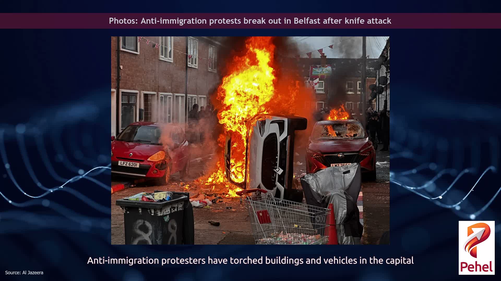 Photos: Anti-immigration protests break out in Belfast after knife attack