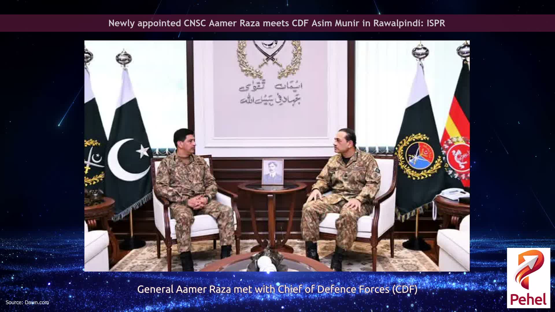 Newly appointed CNSC Aamer Raza meets CDF Asim Munir in Rawalpindi: ISPR