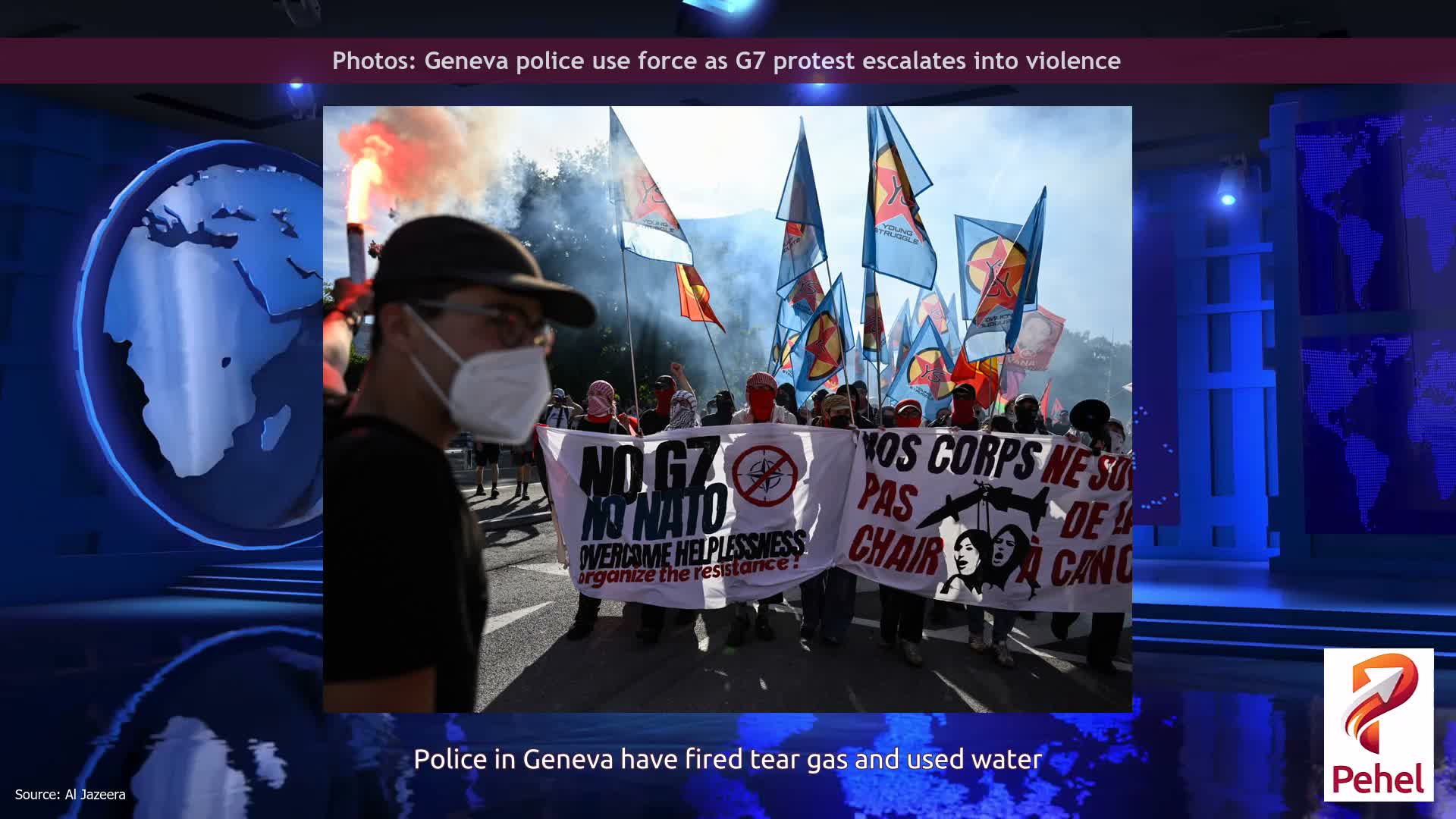 Photos: Geneva police use force as G7 protest escalates into violence