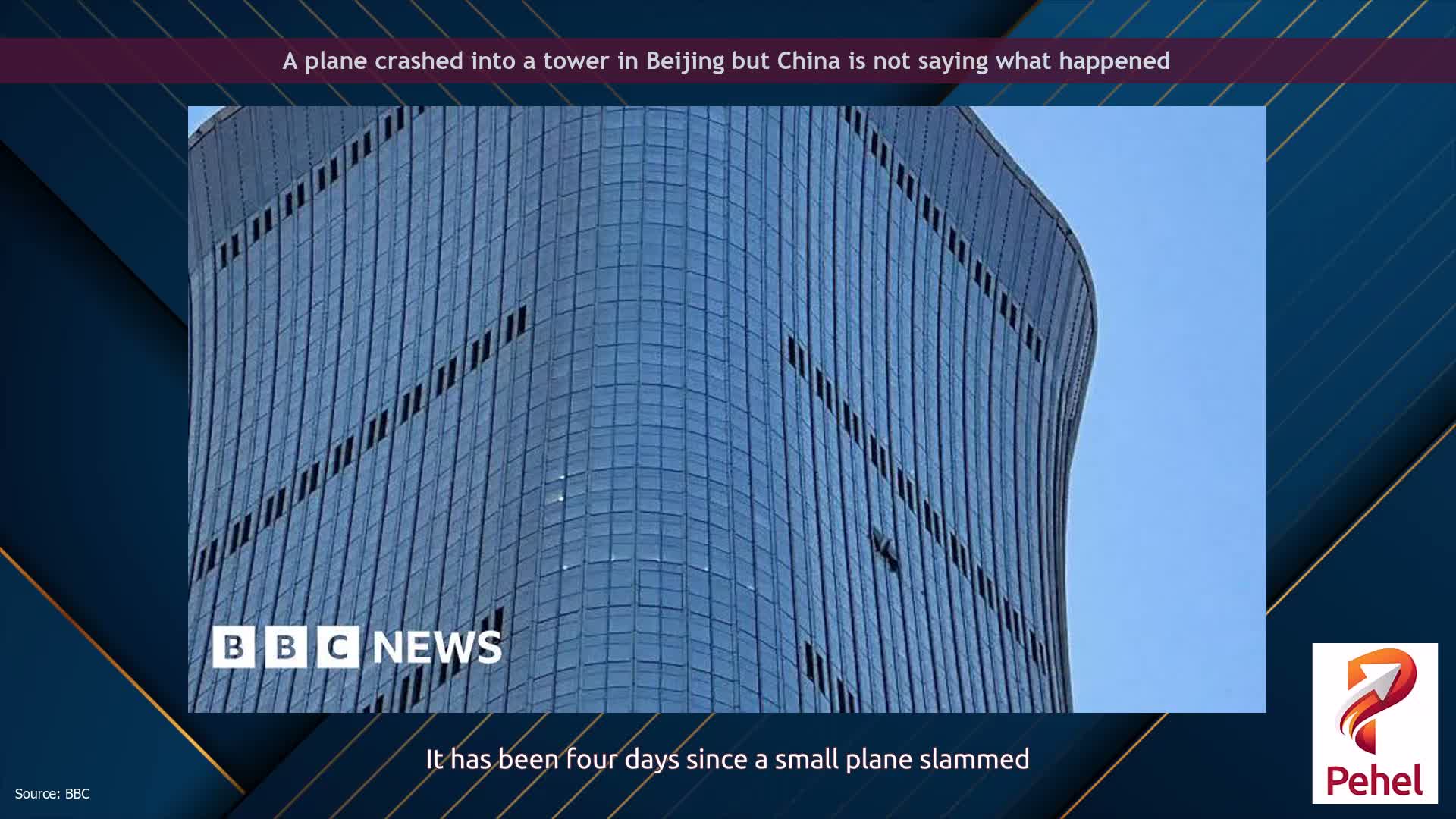 A plane crashed into a tower in Beijing but China is not saying what happened