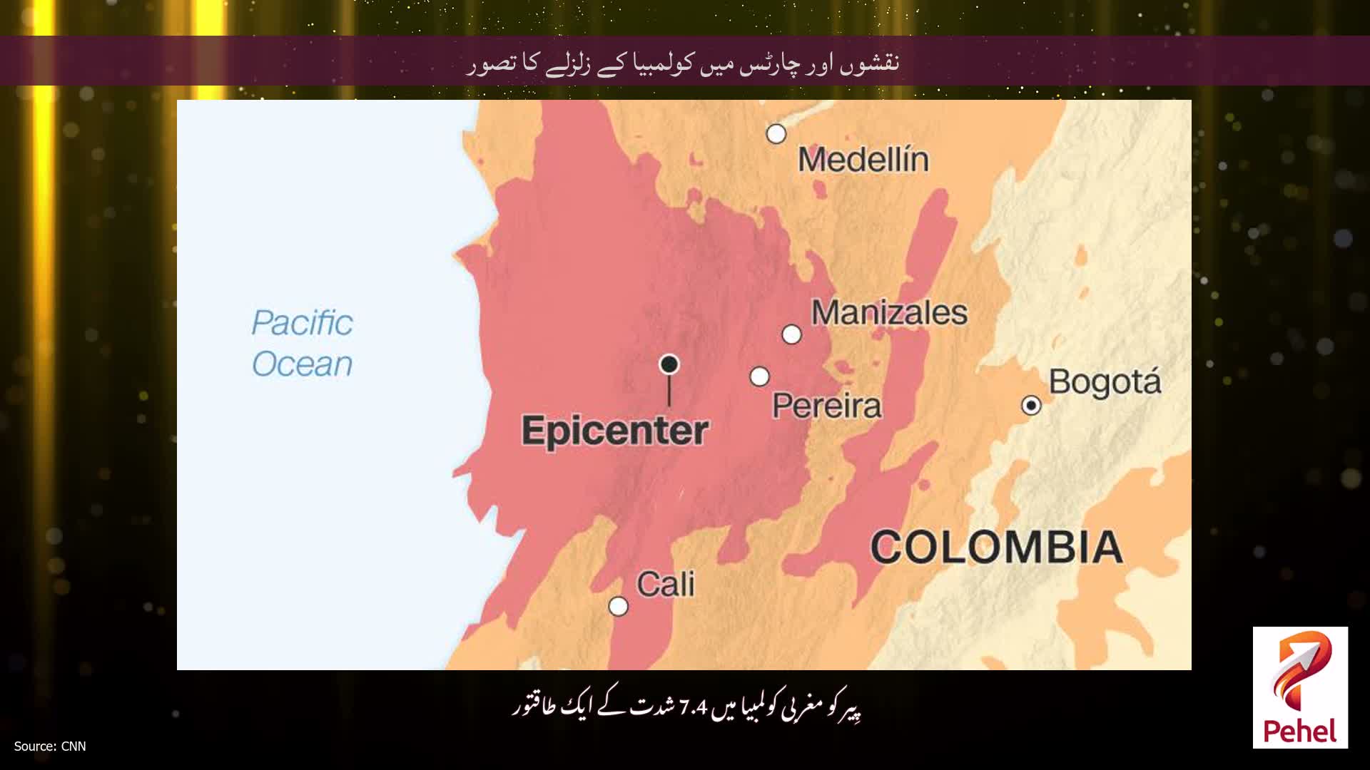 نقشوں اور چارٹس میں کولمبیا کے زلزلے کا تصور