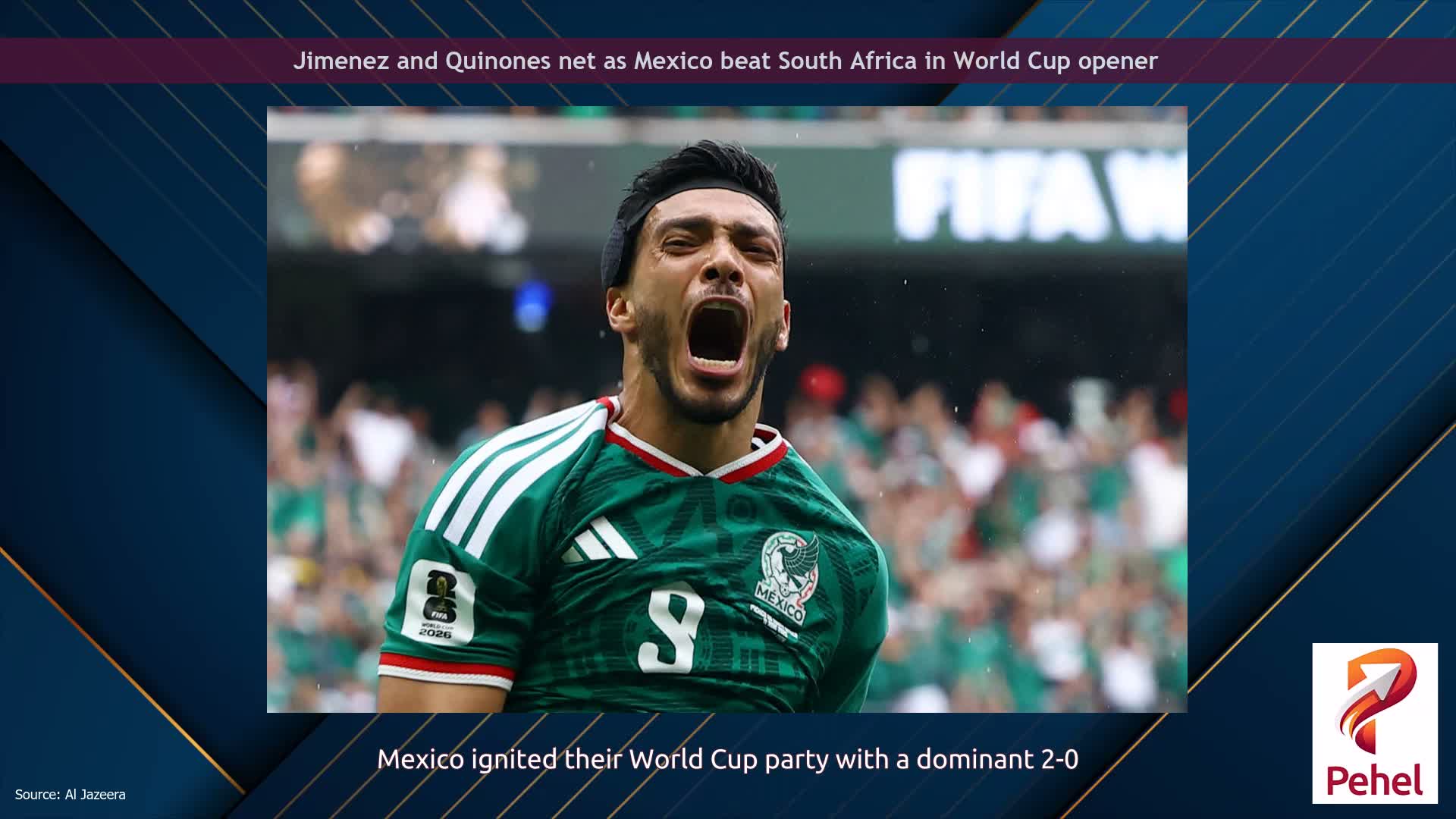 Jimenez and Quinones net as Mexico beat South Africa in World Cup opener