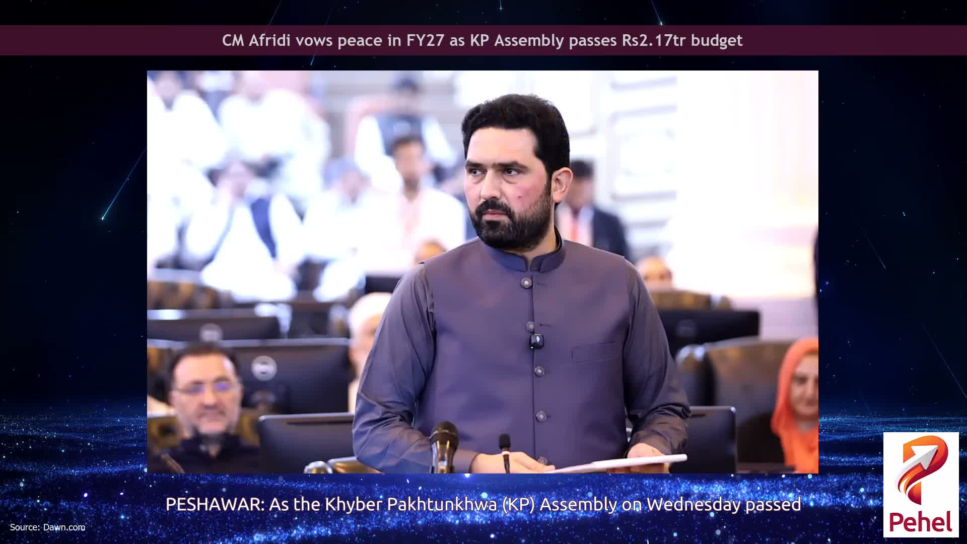 CM Afridi vows peace in FY27 as KP Assembly passes Rs2.17tr budget