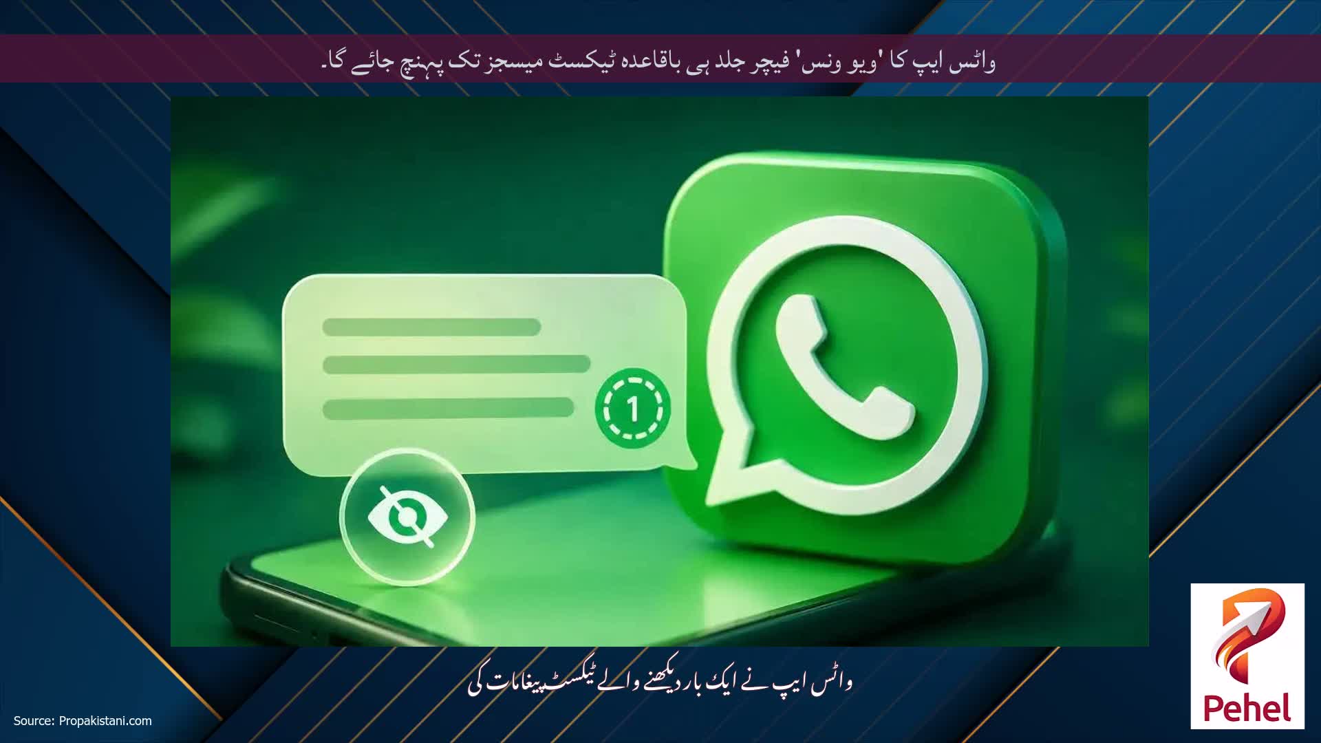 واٹس ایپ کا 'ویو ونس' فیچر جلد ہی باقاعدہ ٹیکسٹ میسجز تک پہنچ جائے گا۔