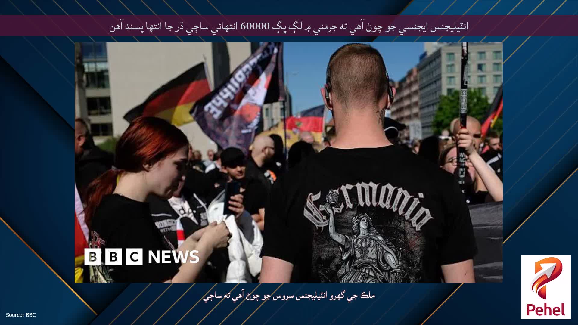 انٽيليجنس ايجنسي جو چوڻ آهي ته جرمني ۾ لڳ ڀڳ 60000 انتهائي ساڄي ڌر جا انتها پسند آهن