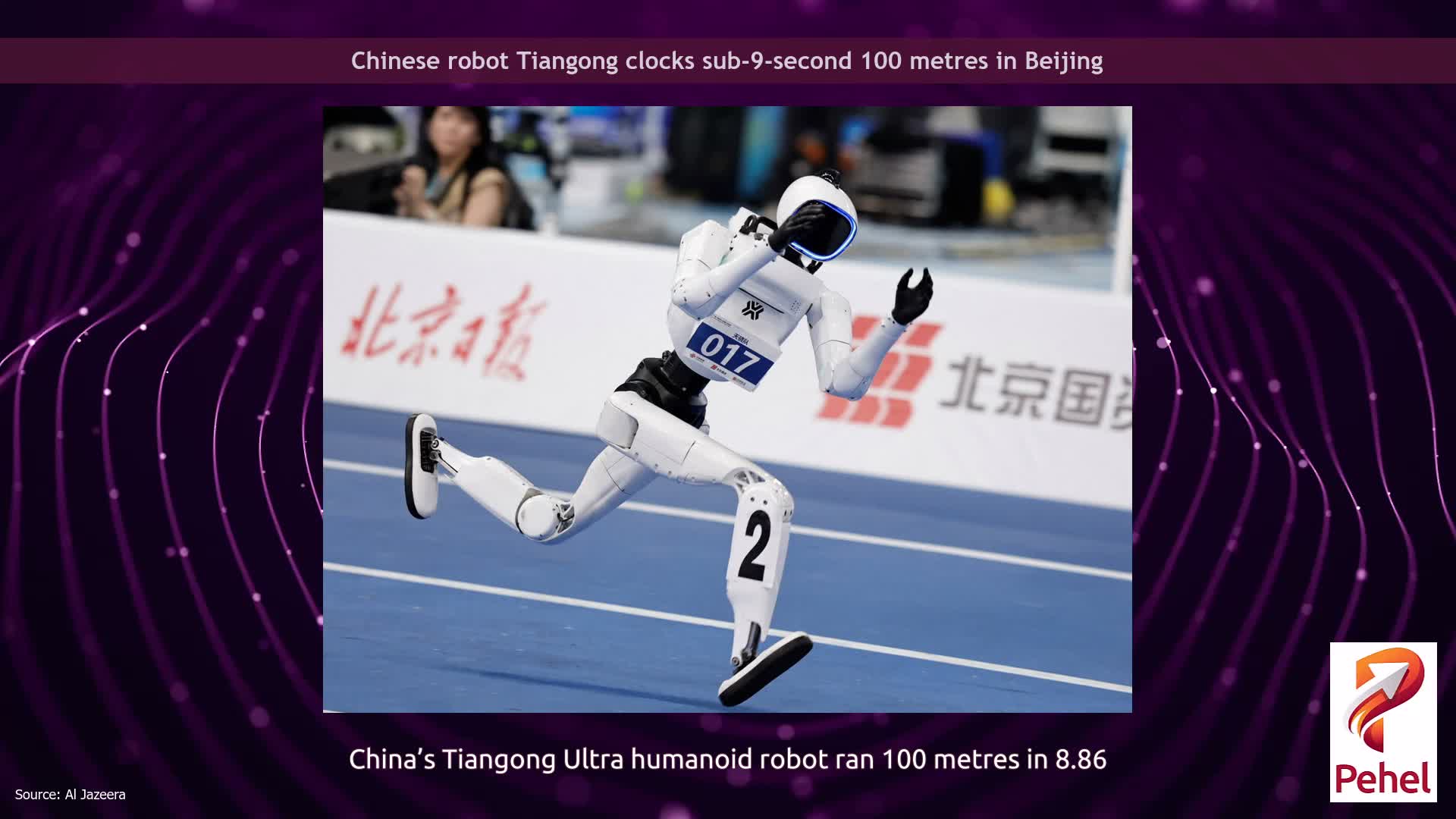 Chinese robot Tiangong clocks sub-9-second 100 metres in Beijing