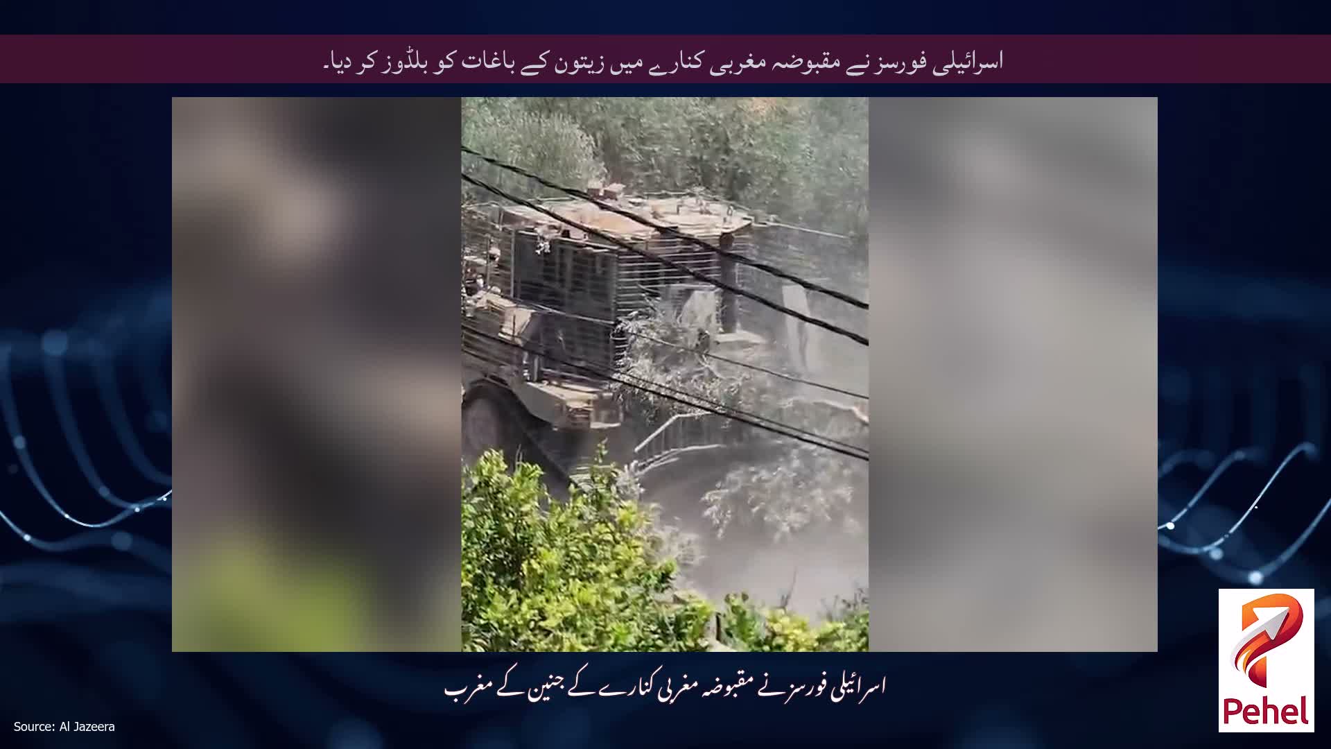 اسرائیلی فورسز نے مقبوضہ مغربی کنارے میں زیتون کے باغات کو بلڈوز کر دیا۔