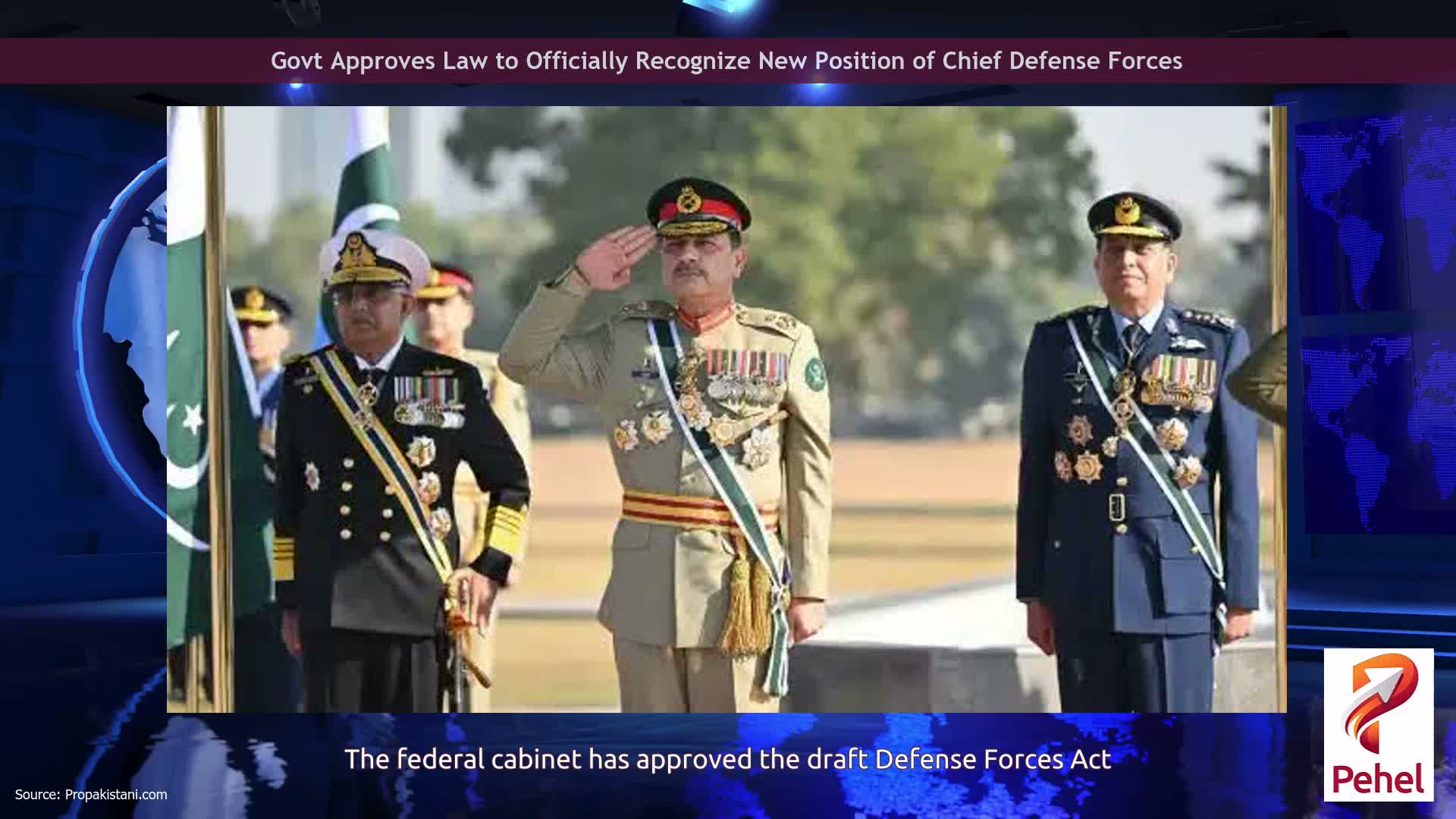 Govt Approves Law to Officially Recognize New Position of Chief Defense Forces