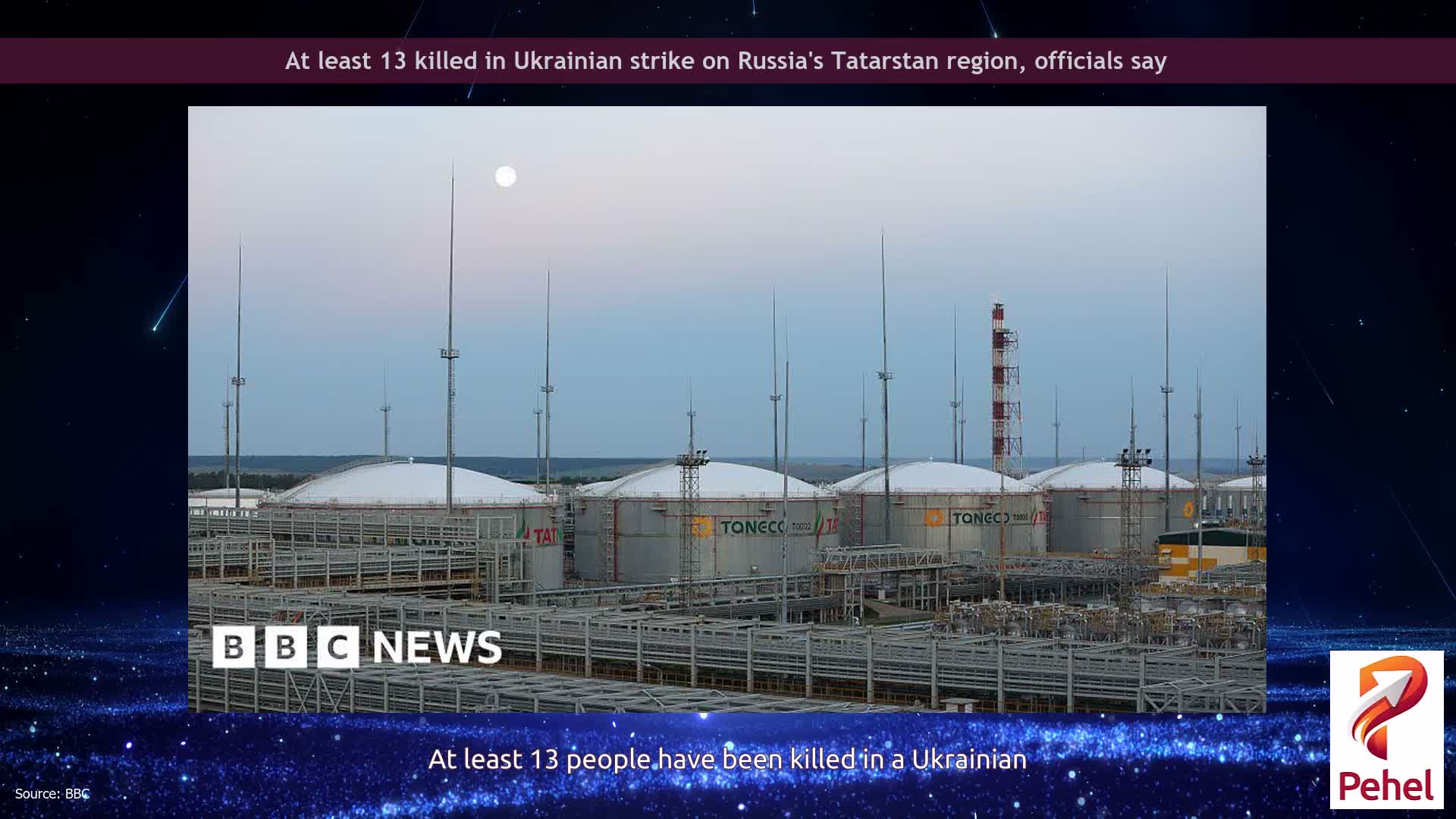 At least 13 killed in Ukrainian strike on Russia's Tatarstan region, officials say