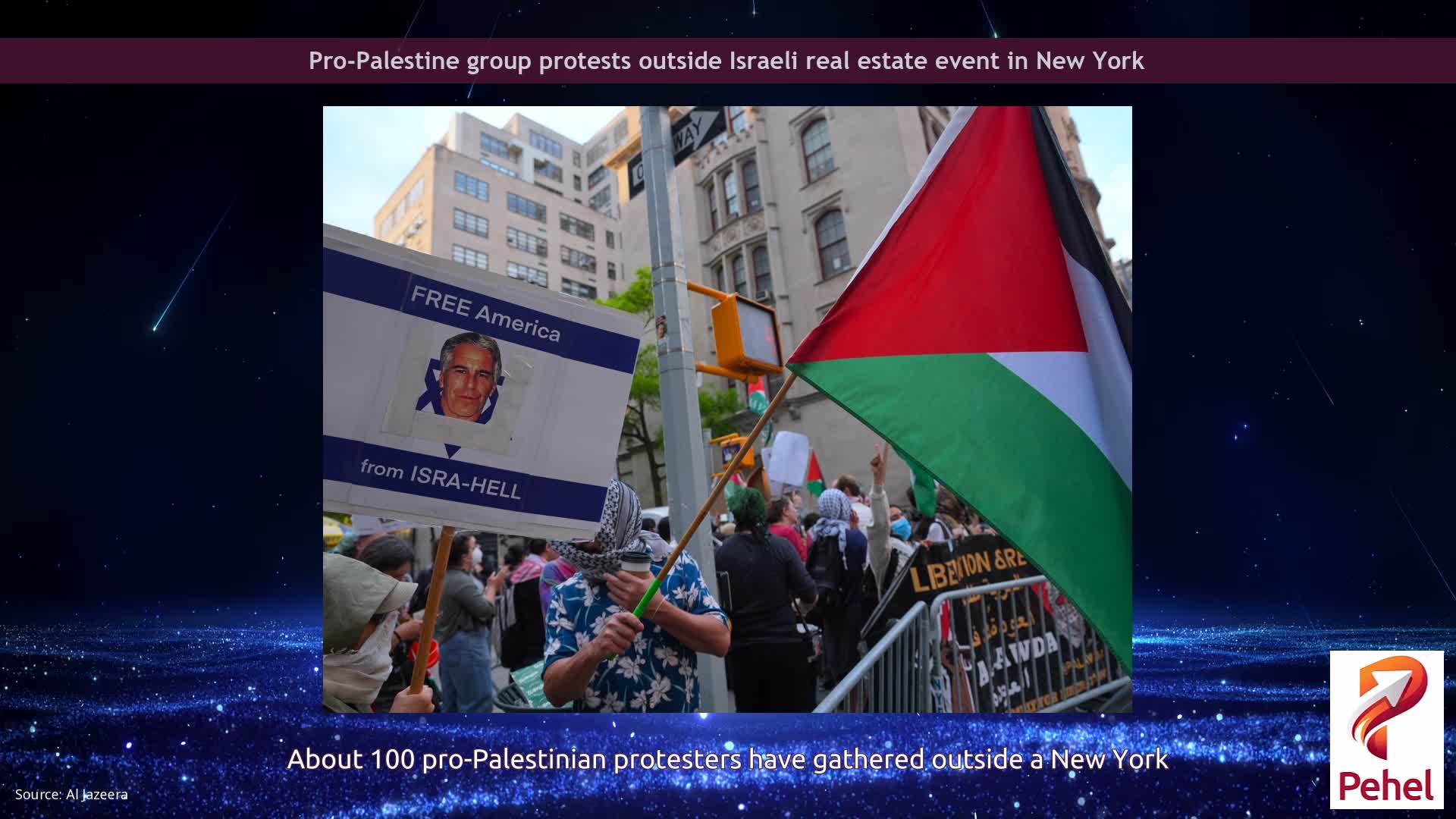 Pro-Palestine group protests outside Israeli real estate event in New York