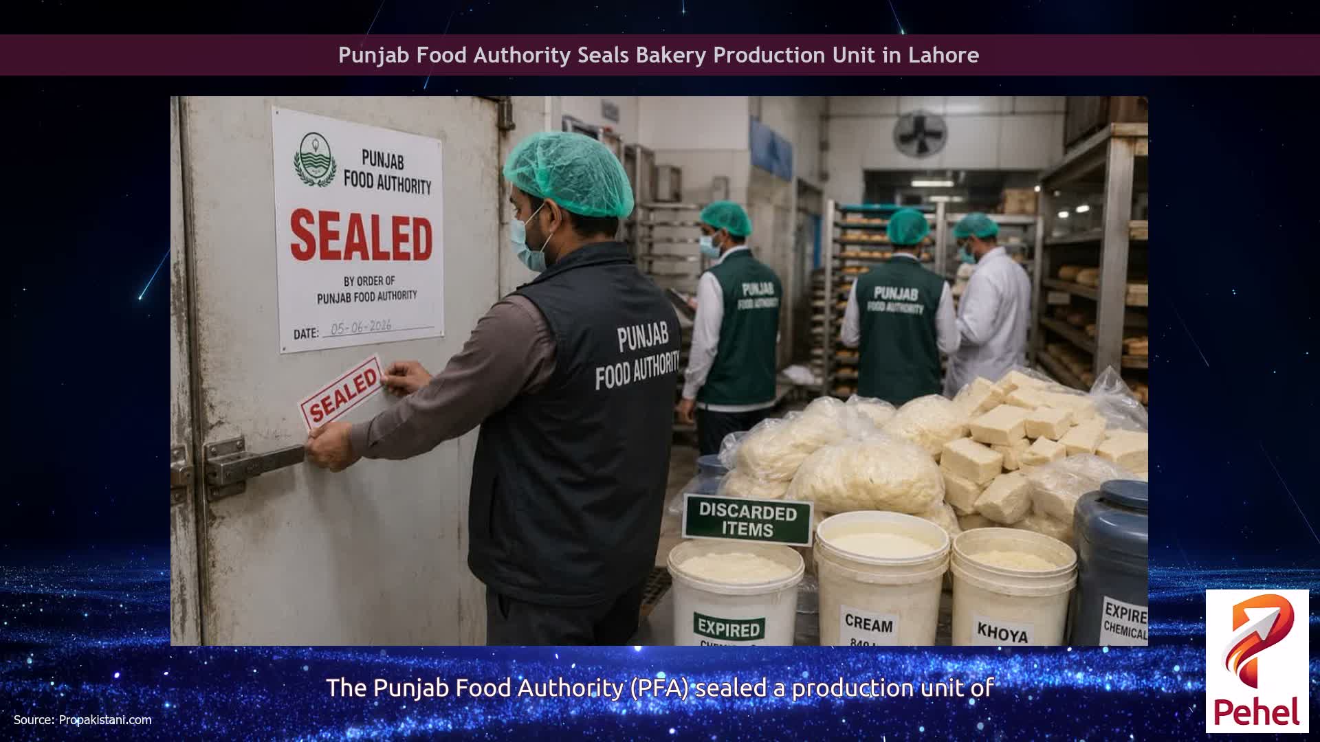 Punjab Food Authority Seals Bakery Production Unit in Lahore