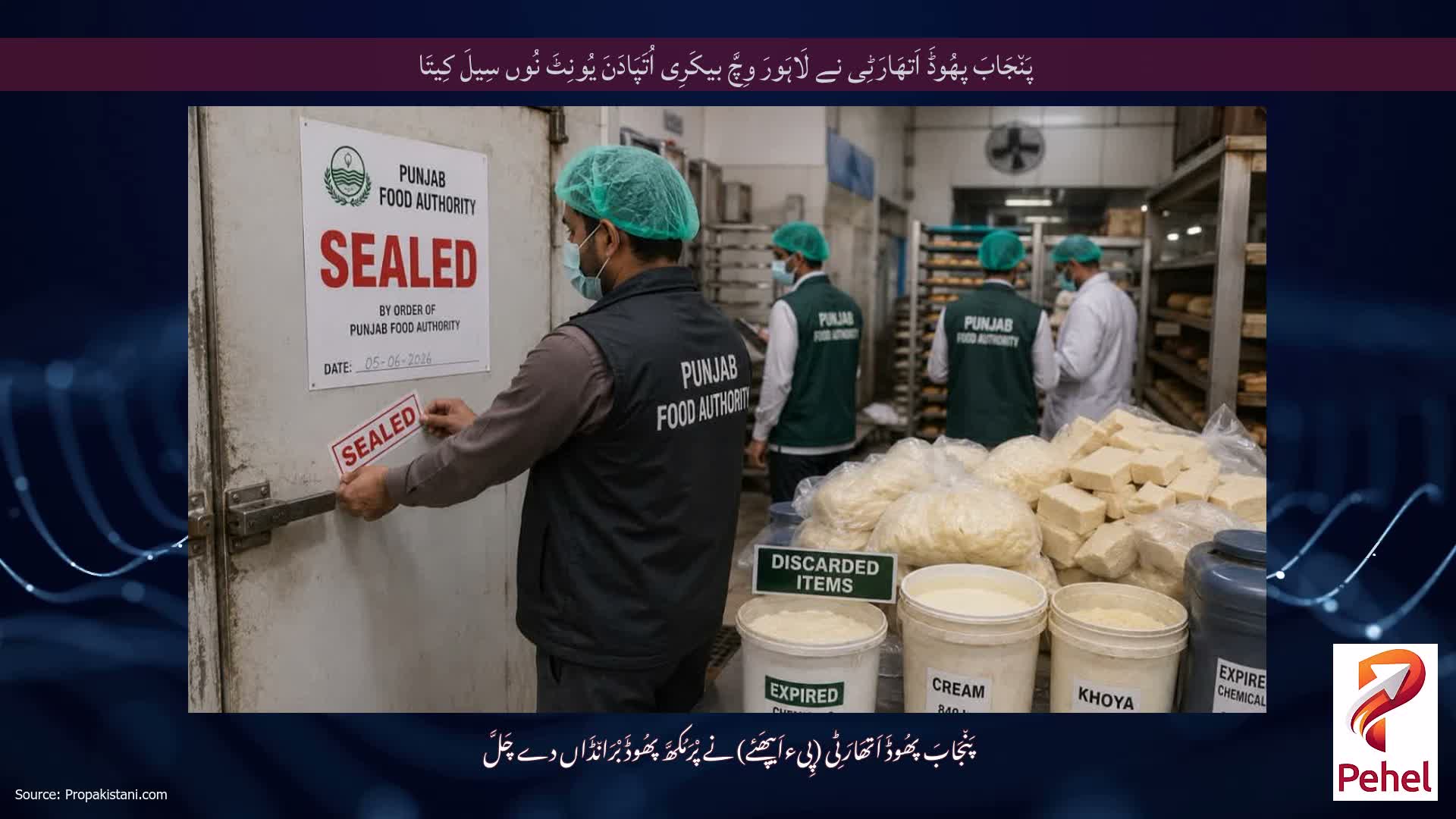 پَن٘جَابَ پھُوڈَ اَتھَارَٹِی نے لَاہَورَ وِچَّ بیکَرِی اُتَپَادَنَ یُونِٹَ نُوں سِیلَ کِیتَا