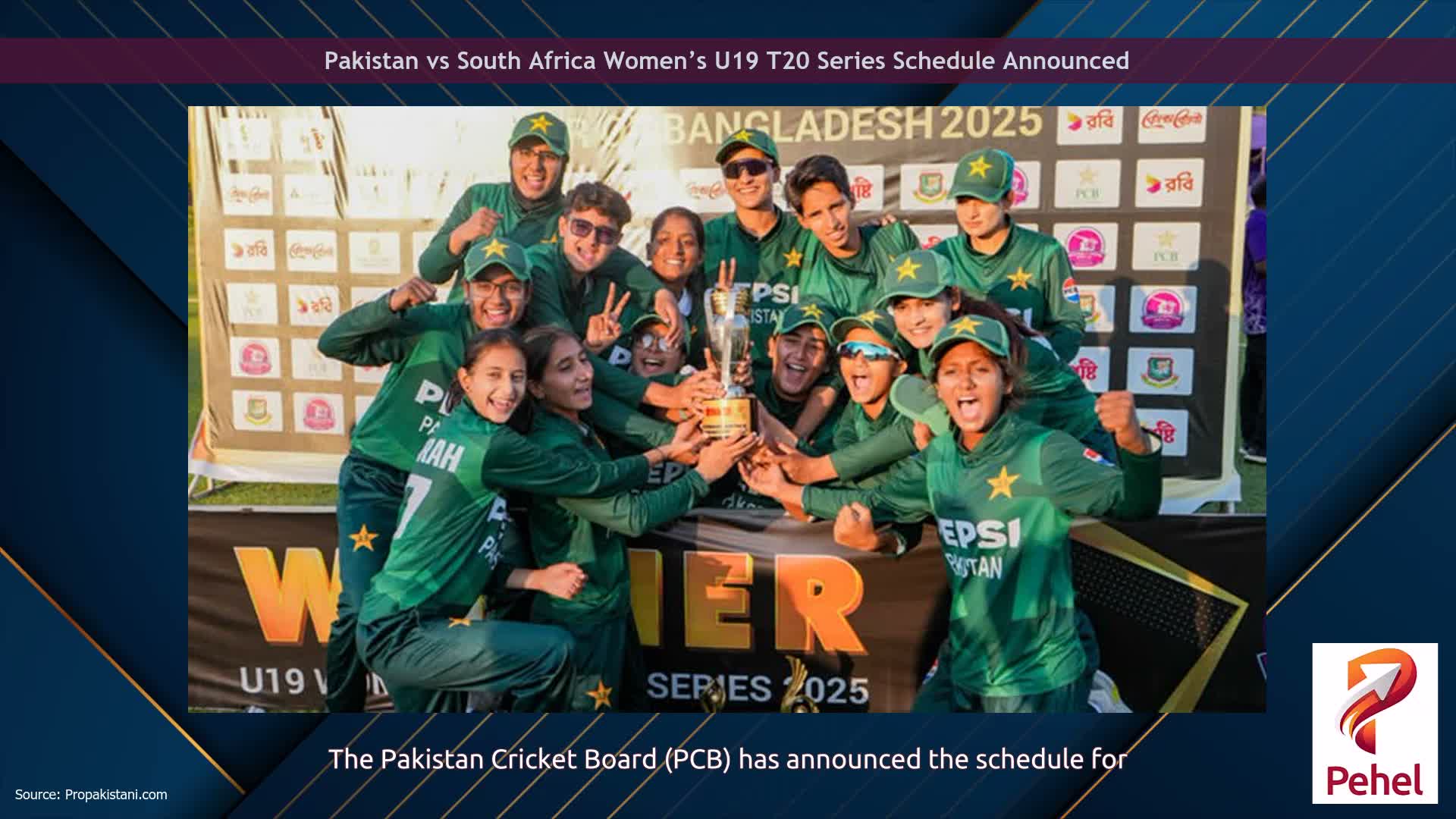 Pakistan vs South Africa Women’s U19 T20 Series Schedule Announced