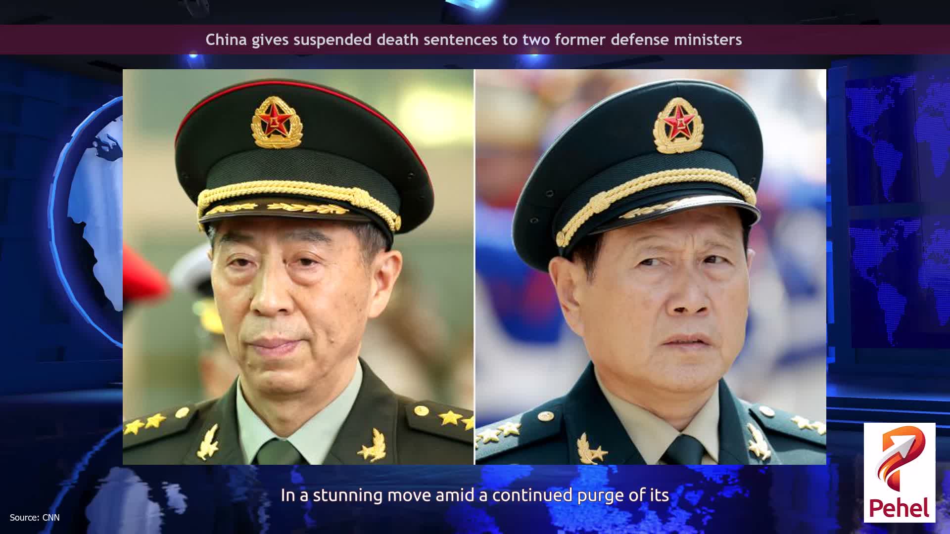 China gives suspended death sentences to two former defense ministers